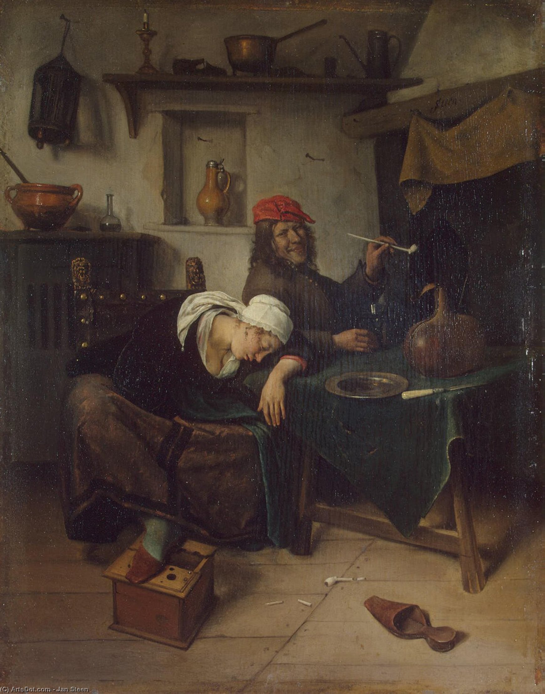 Wikioo.org - The Encyclopedia of Fine Arts - Painting, Artwork by Jan Steen - The Drinker