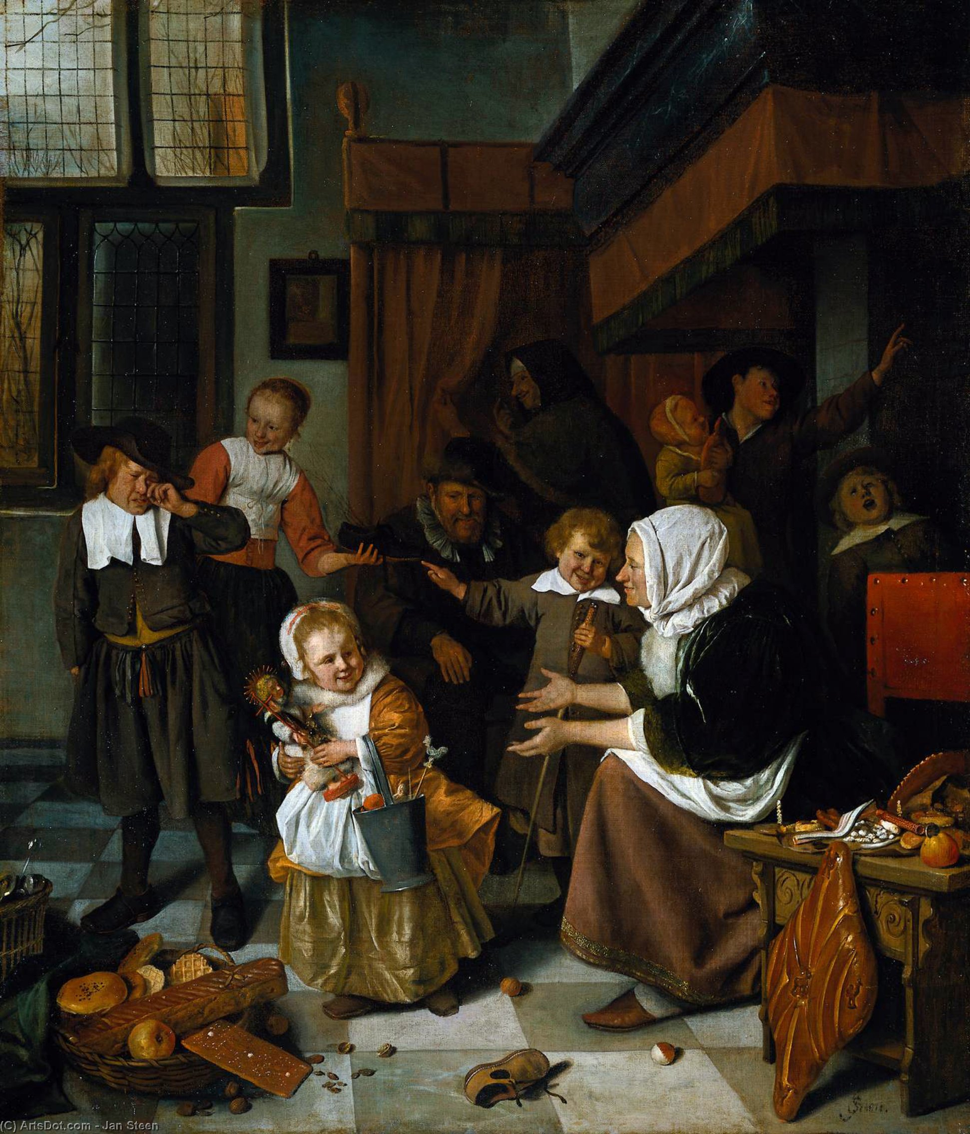 Wikioo.org - Bách khoa toàn thư về mỹ thuật - Vẽ tranh, Tác phẩm nghệ thuật Jan Steen - The Feast of St. Nicholas