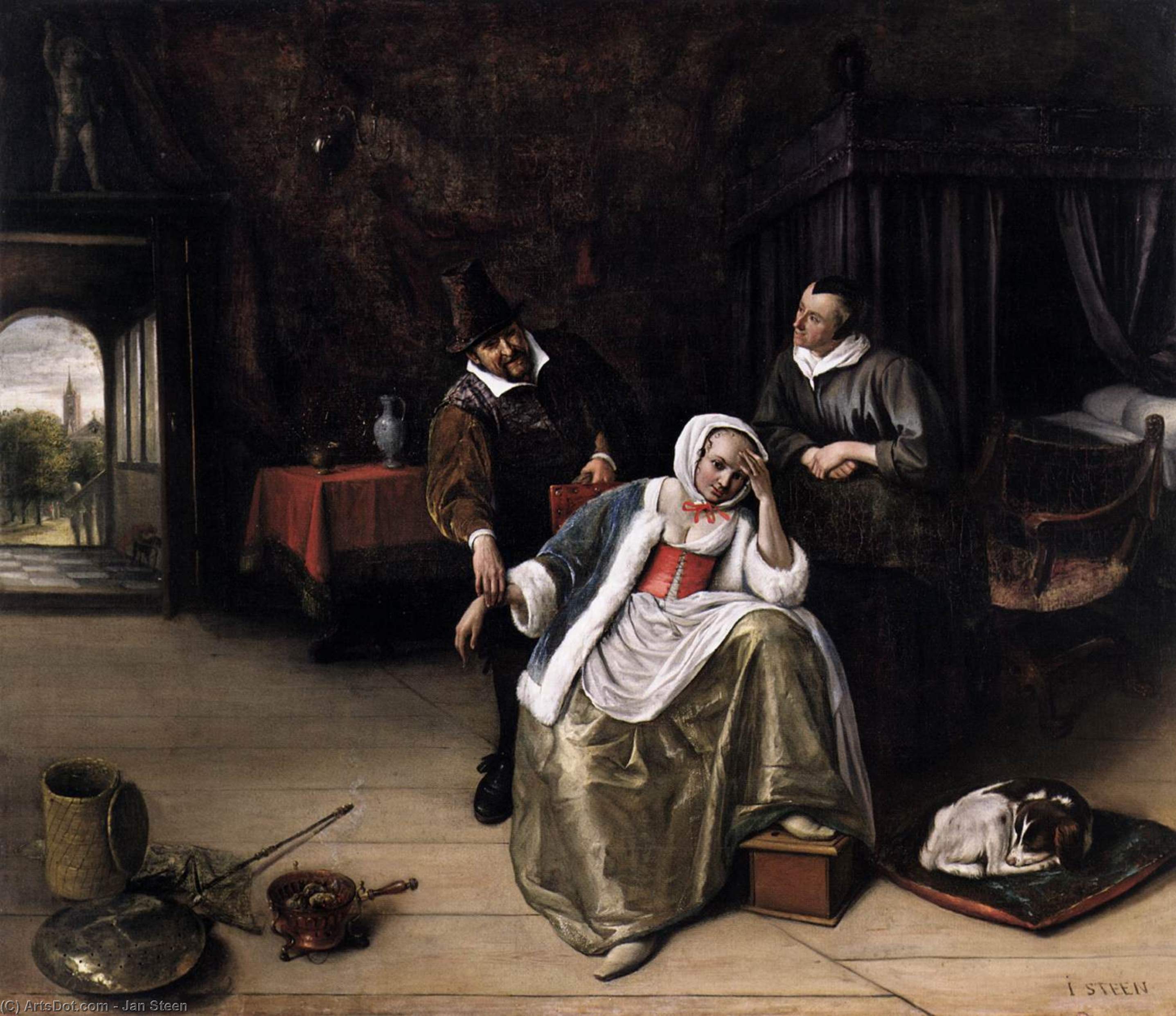 Wikioo.org - The Encyclopedia of Fine Arts - Painting, Artwork by Jan Steen - The Lovesick Maiden