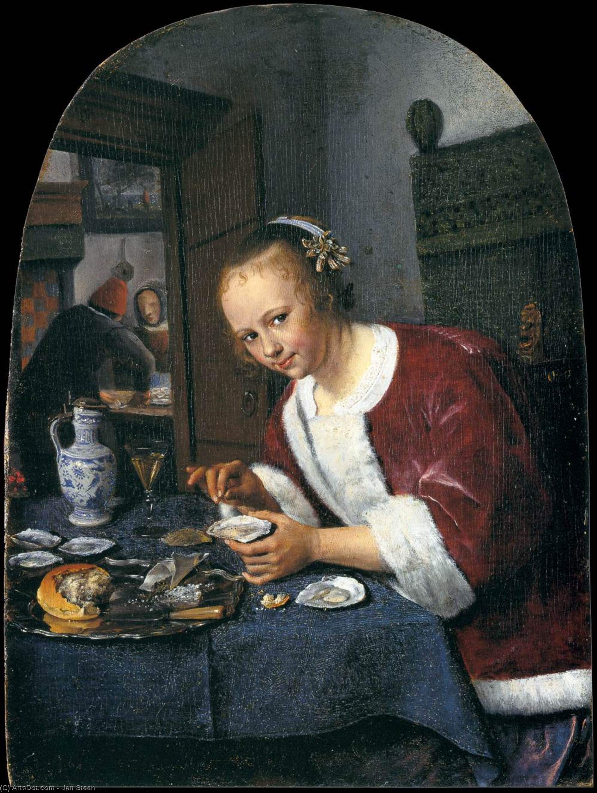 WikiOO.org - Encyclopedia of Fine Arts - Lukisan, Artwork Jan Steen - The Oyster-eater