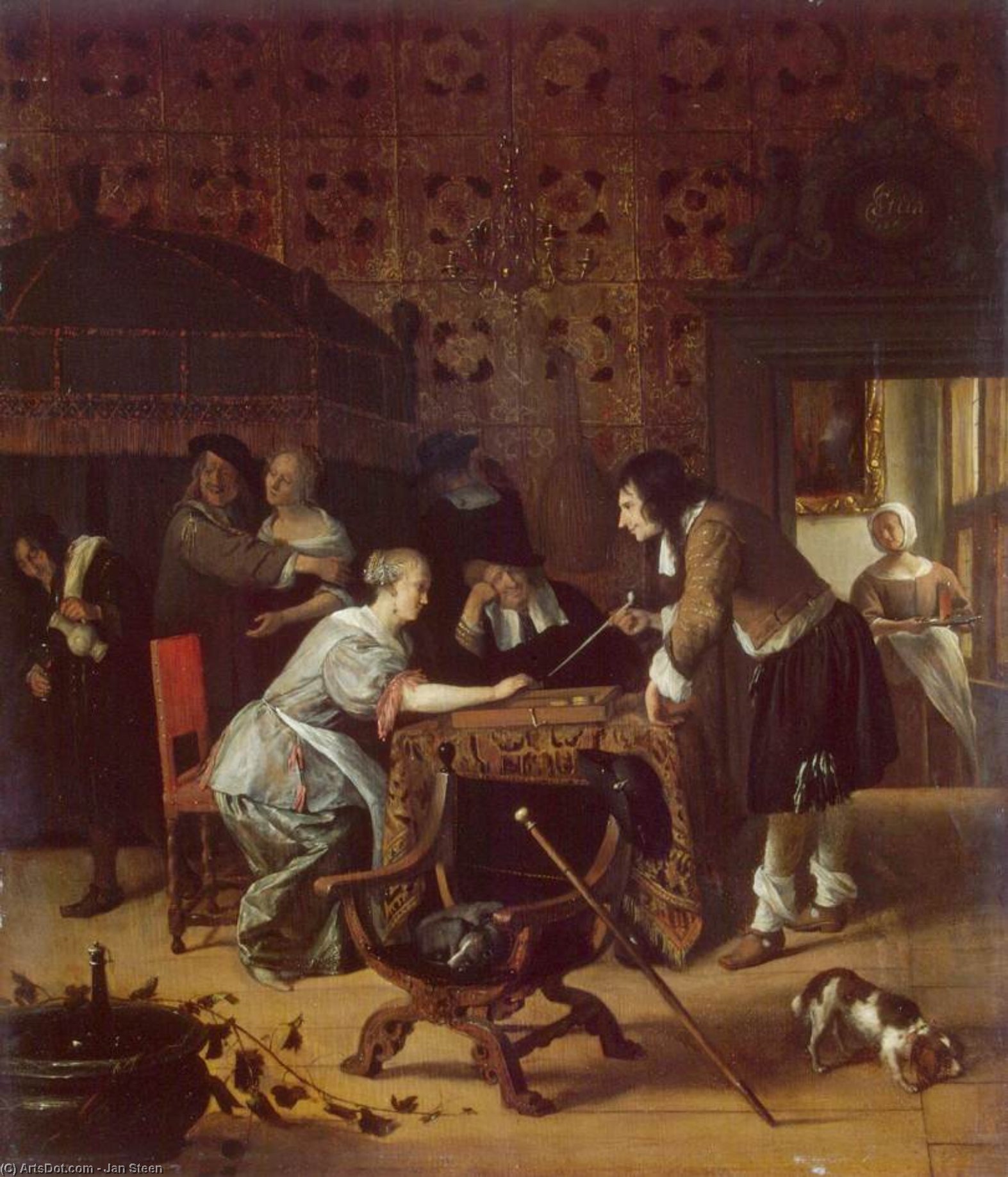 Wikioo.org - The Encyclopedia of Fine Arts - Painting, Artwork by Jan Steen - Tric-Trac Players