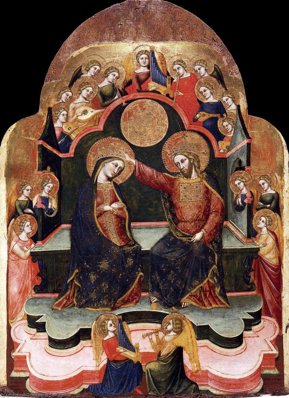 WikiOO.org - 백과 사전 - 회화, 삽화 Stefano Di Sant'agnese - Coronation of the Virgin