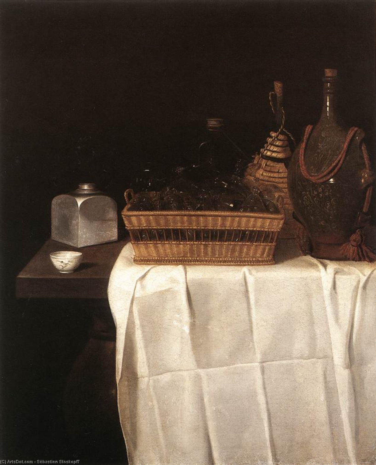 Wikioo.org - The Encyclopedia of Fine Arts - Painting, Artwork by Sébastien Stoskopff - Still-Life with Glasses and Bottles