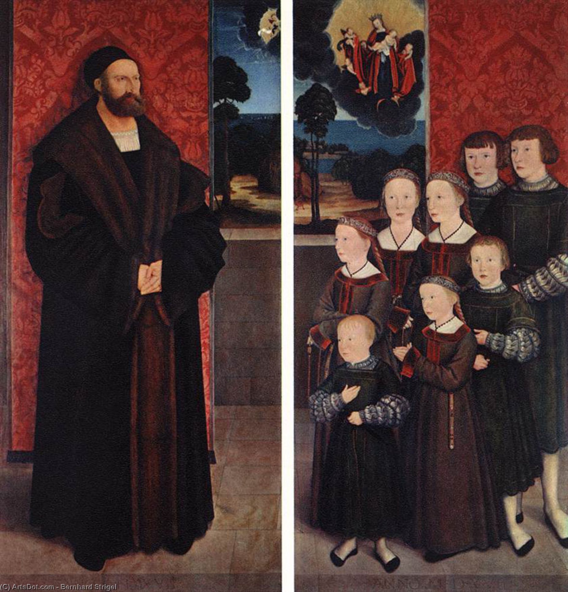 WikiOO.org - Encyclopedia of Fine Arts - Lukisan, Artwork Bernhard Strigel - Portrait of Conrad Rehlinger and his Children