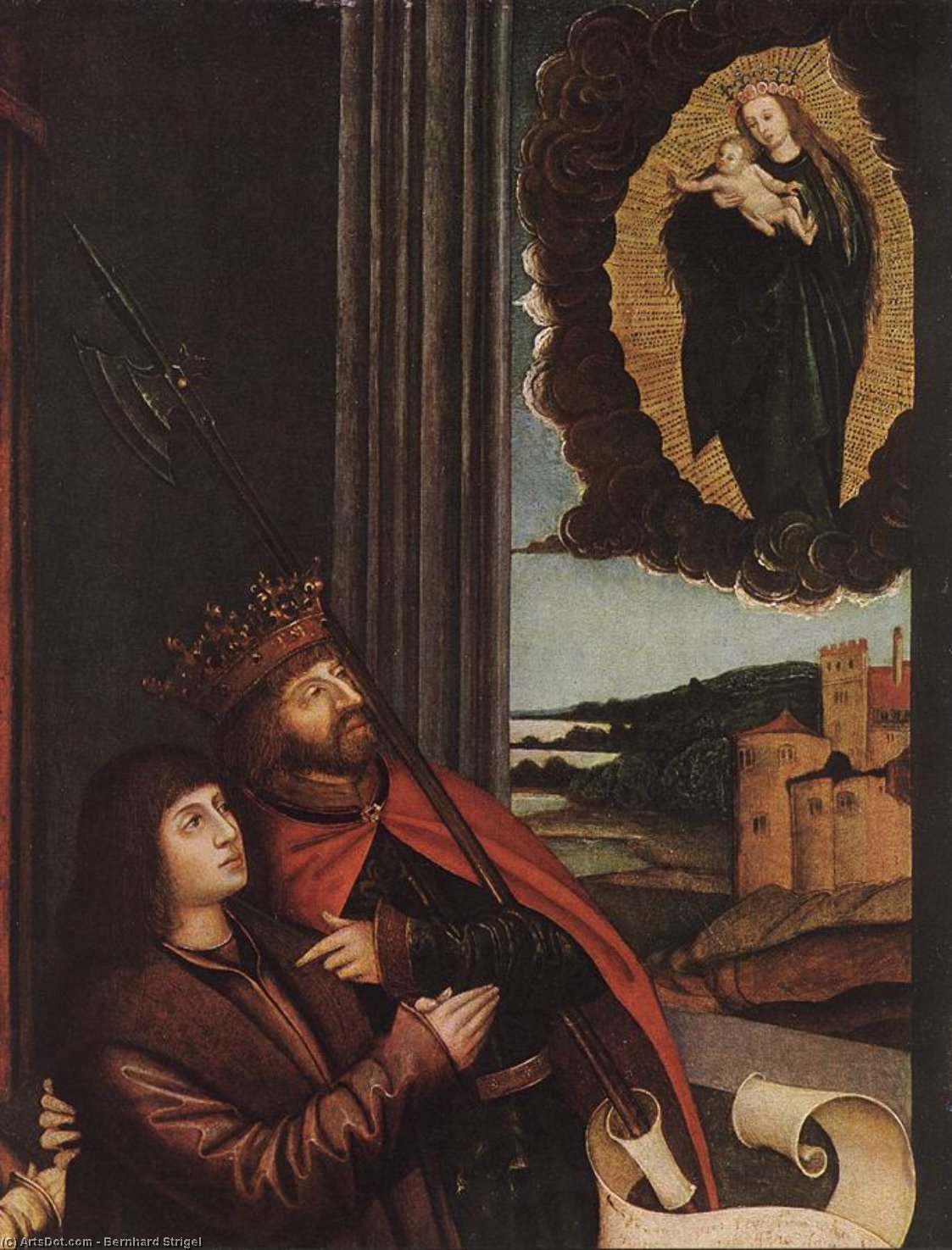 Wikioo.org - The Encyclopedia of Fine Arts - Painting, Artwork by Bernhard Strigel - St Ladislas Presents Wladislav II and his Sons to the Virgin (detail)