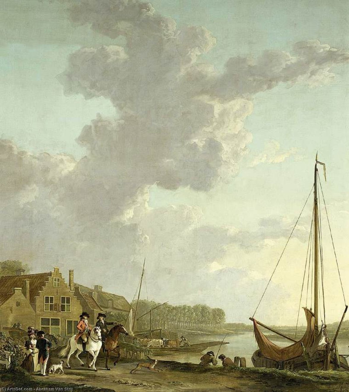 Wikioo.org - The Encyclopedia of Fine Arts - Painting, Artwork by Abraham Van Strij - An Extensive River Landscape