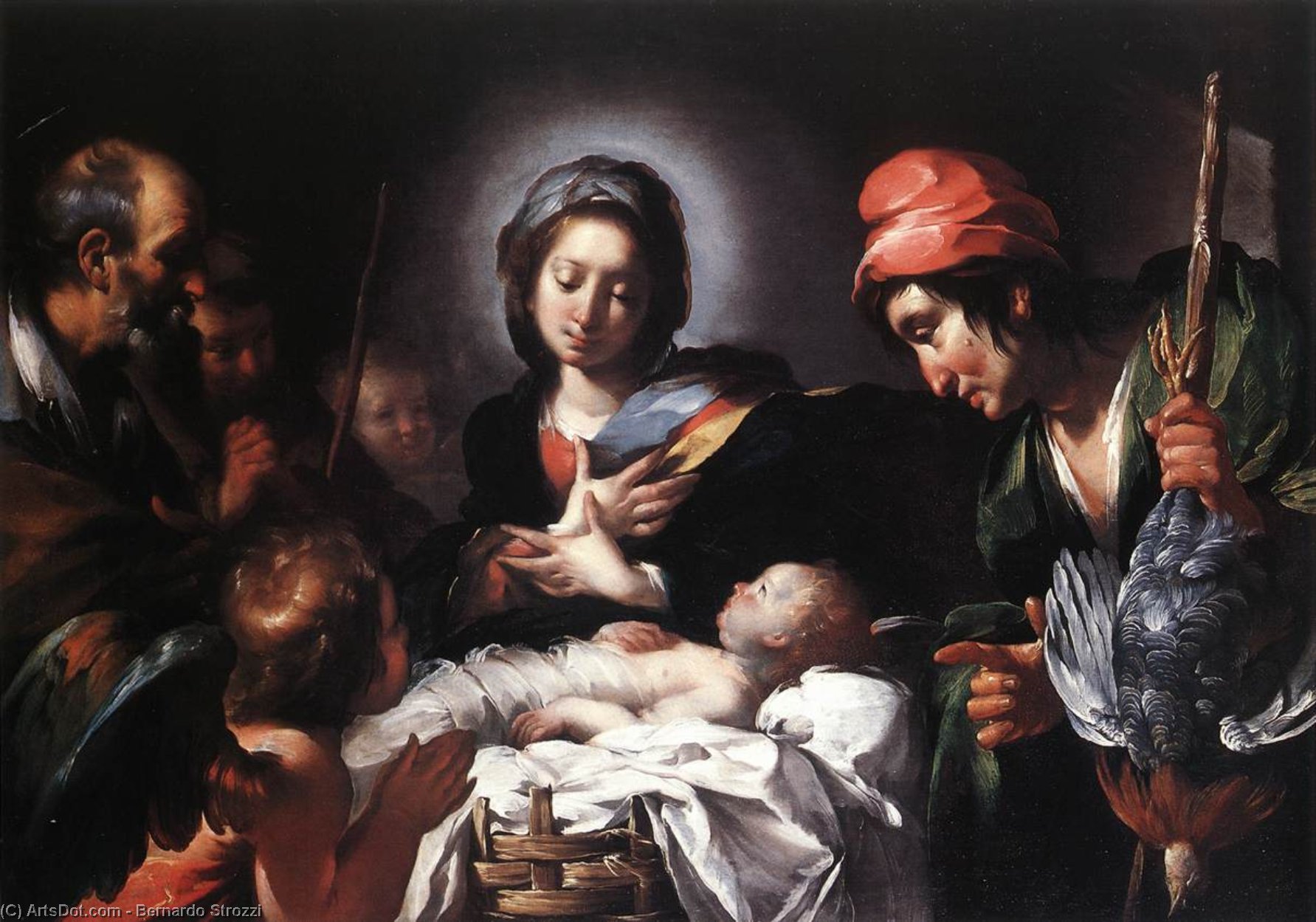 WikiOO.org - Enciklopedija dailės - Tapyba, meno kuriniai Bernardo Strozzi - Adoration of the Shepherds