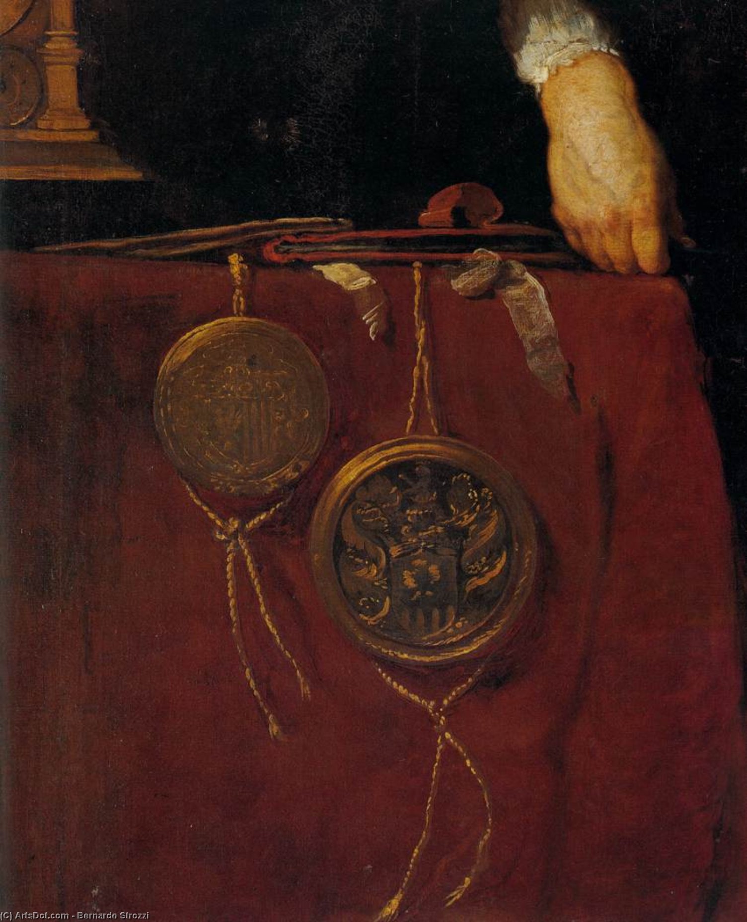 Wikioo.org - The Encyclopedia of Fine Arts - Painting, Artwork by Bernardo Strozzi - Portrait of a Knight (detail)