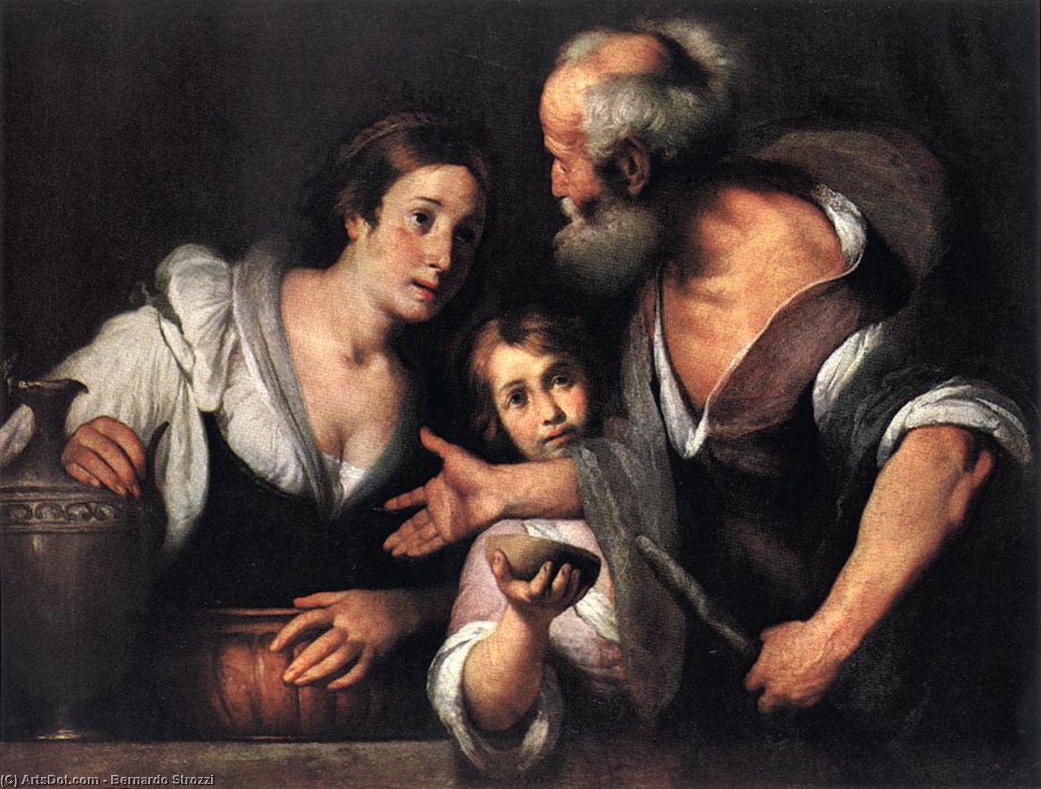 Wikioo.org - The Encyclopedia of Fine Arts - Painting, Artwork by Bernardo Strozzi - Prophet Elijah and the Widow of Sarepta