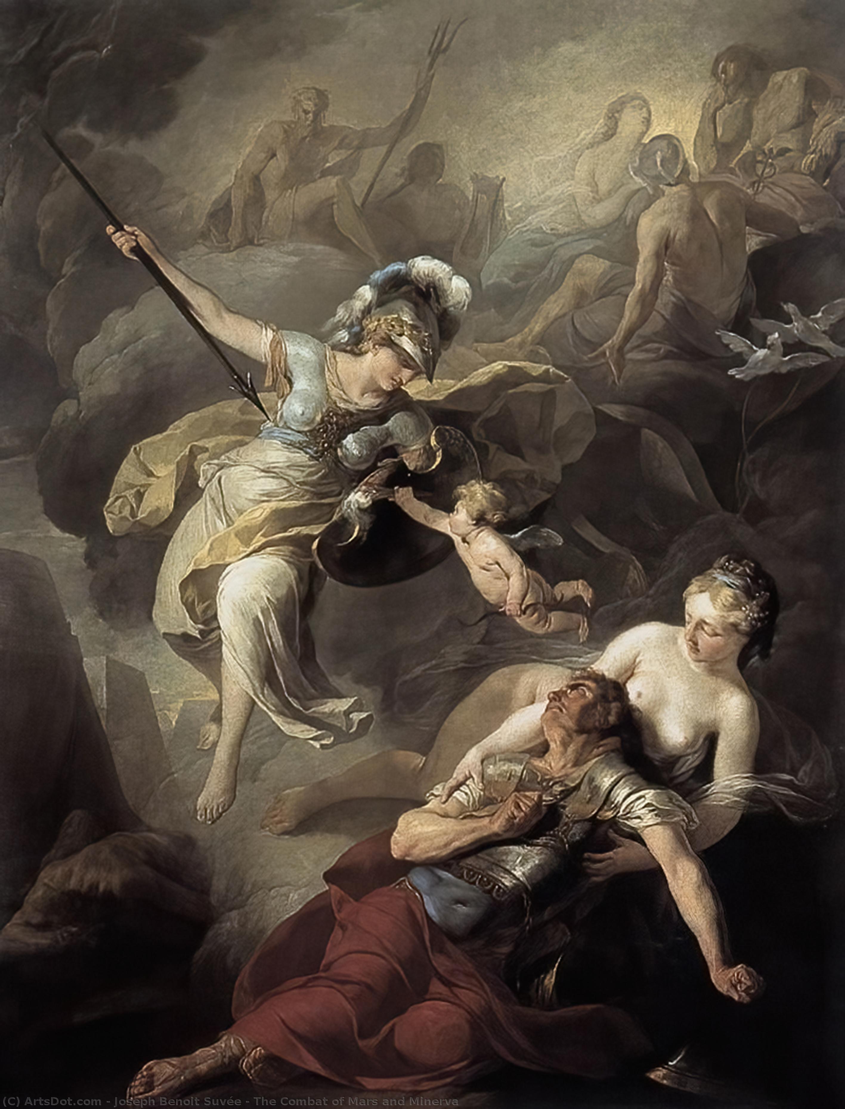 Wikioo.org - The Encyclopedia of Fine Arts - Painting, Artwork by Joseph Benoit Suvée - The Combat of Mars and Minerva