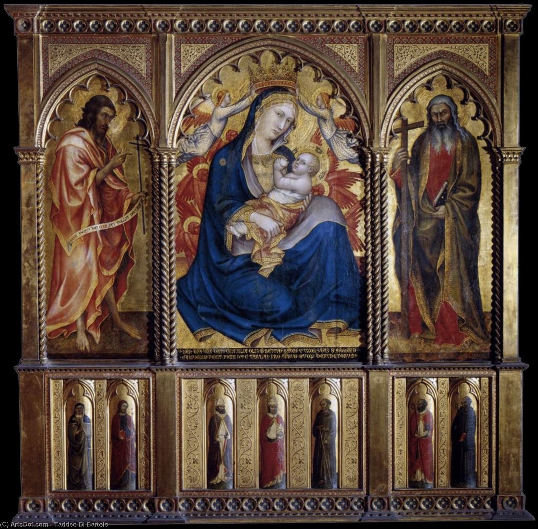 WikiOO.org - Enciklopedija dailės - Tapyba, meno kuriniai Taddeo Di Bartolo - Virgin and Child with St John the Baptist and St Andrew