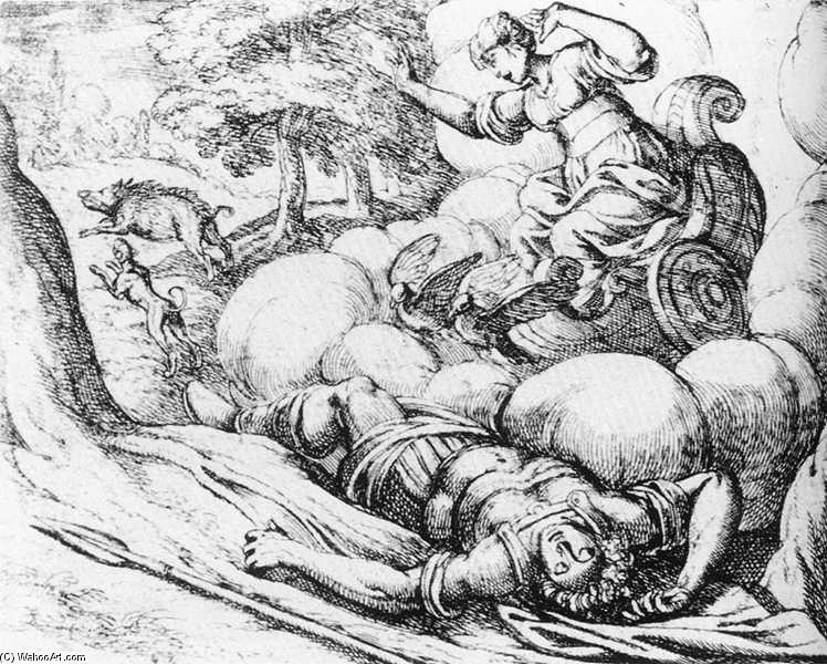 WikiOO.org - Encyclopedia of Fine Arts - Lukisan, Artwork Antonio Tempesta - Venus Mourning the Death of Adonis