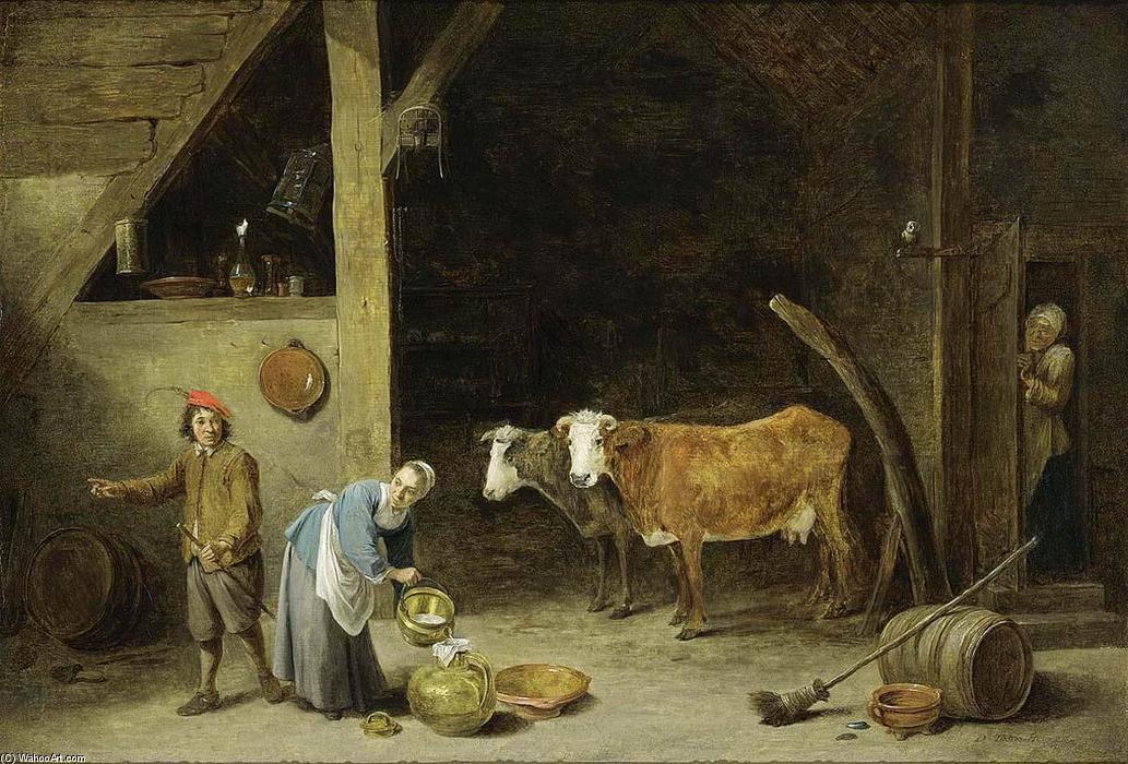 Wikioo.org - Encyklopedia Sztuk Pięknych - Malarstwo, Grafika David The Younger Teniers - A Barn Interior