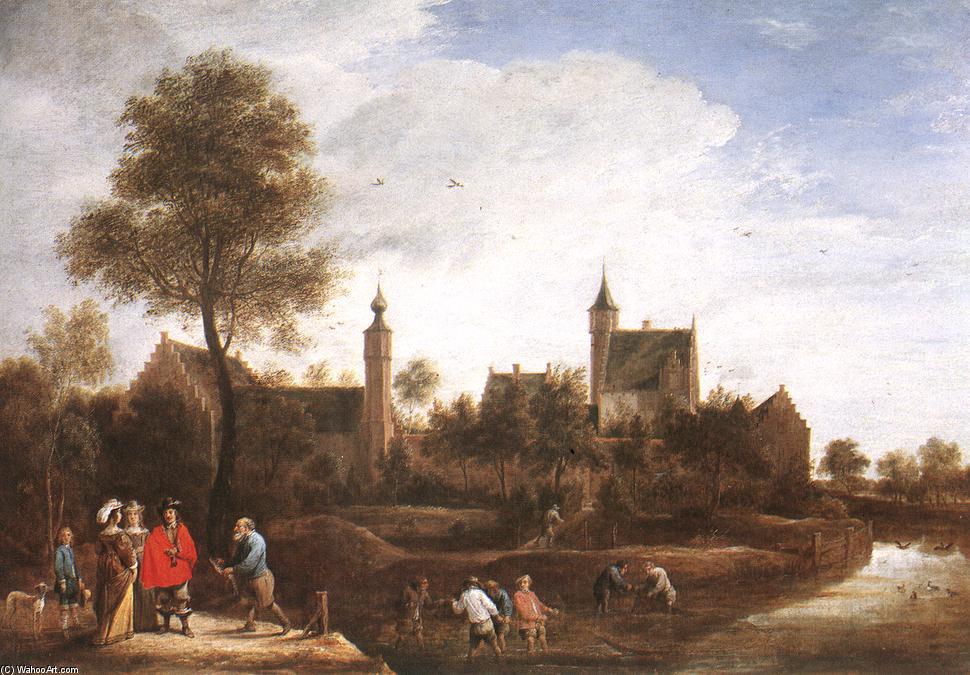 WikiOO.org - Εγκυκλοπαίδεια Καλών Τεχνών - Ζωγραφική, έργα τέχνης David The Younger Teniers - A View of Het Sterckshof near Antwerp