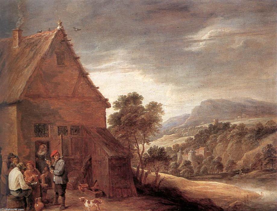 Wikoo.org - موسوعة الفنون الجميلة - اللوحة، العمل الفني David The Younger Teniers - Before the Inn