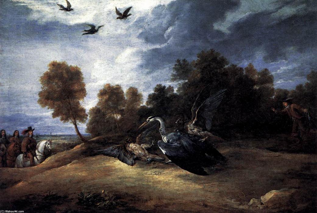 Wikioo.org - Bách khoa toàn thư về mỹ thuật - Vẽ tranh, Tác phẩm nghệ thuật David The Younger Teniers - Heron Hunting with the Archduke Leopold Wilhelm