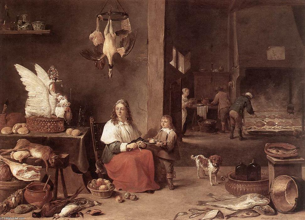 Wikioo.org – La Enciclopedia de las Bellas Artes - Pintura, Obras de arte de David The Younger Teniers - cocina escena