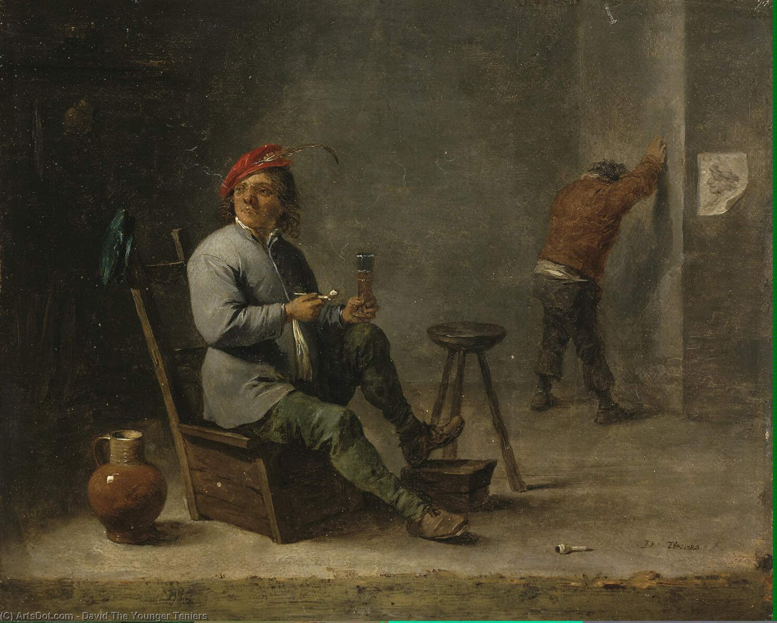 Wikioo.org - The Encyclopedia of Fine Arts - Painting, Artwork by David The Younger Teniers - Smoker