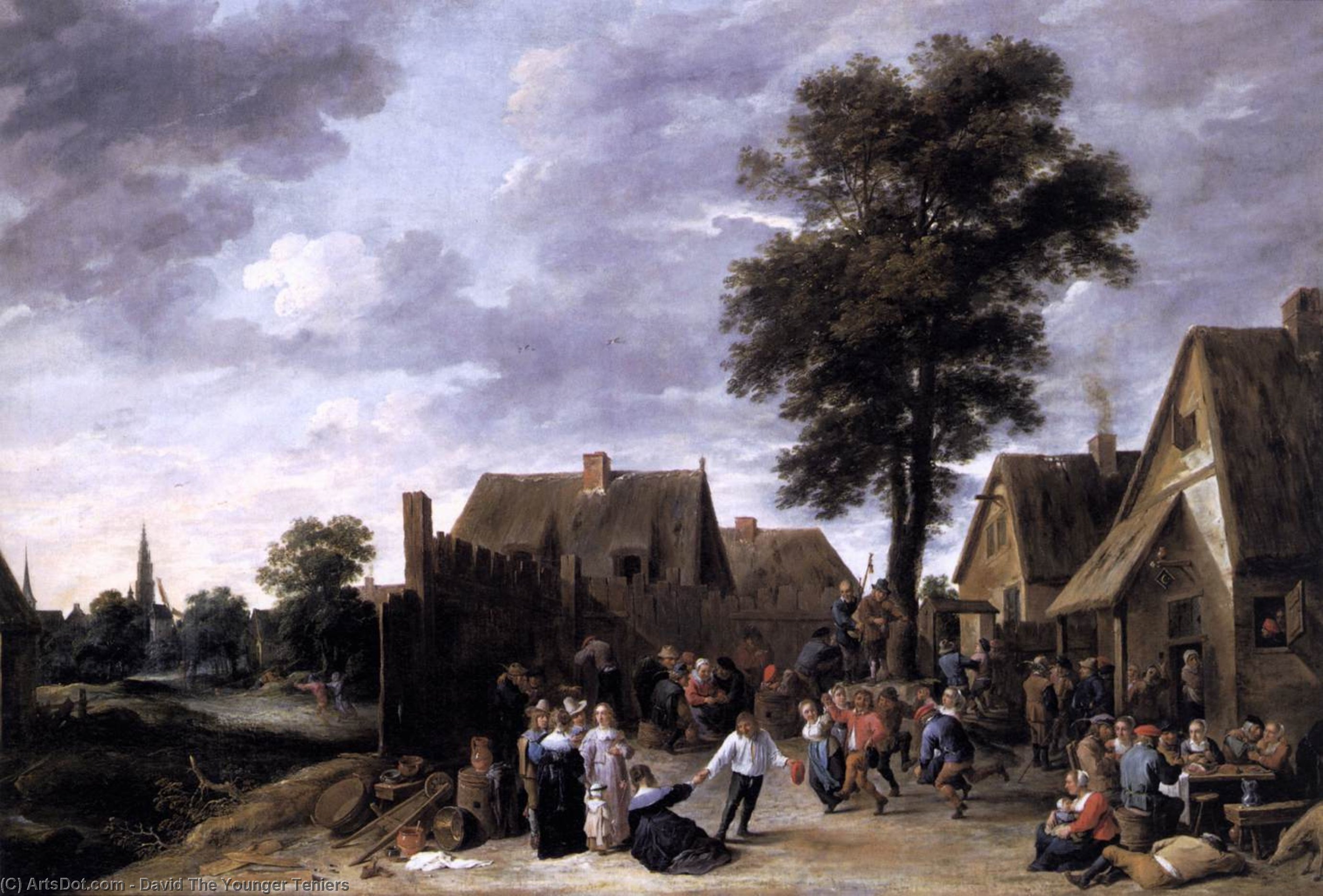 Wikioo.org - The Encyclopedia of Fine Arts - Painting, Artwork by David The Younger Teniers - The Kermis at the Half Moon Inn