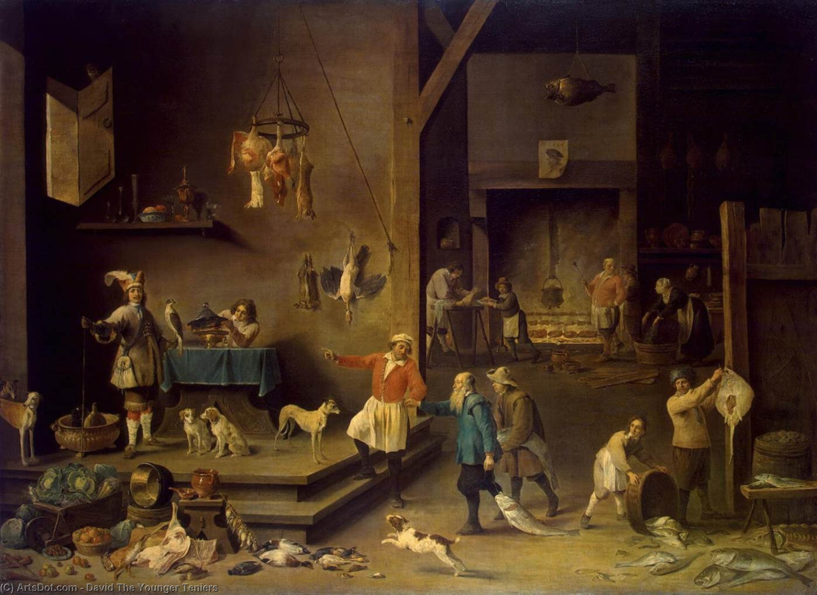Wikioo.org - The Encyclopedia of Fine Arts - Painting, Artwork by David The Younger Teniers - The Kitchen
