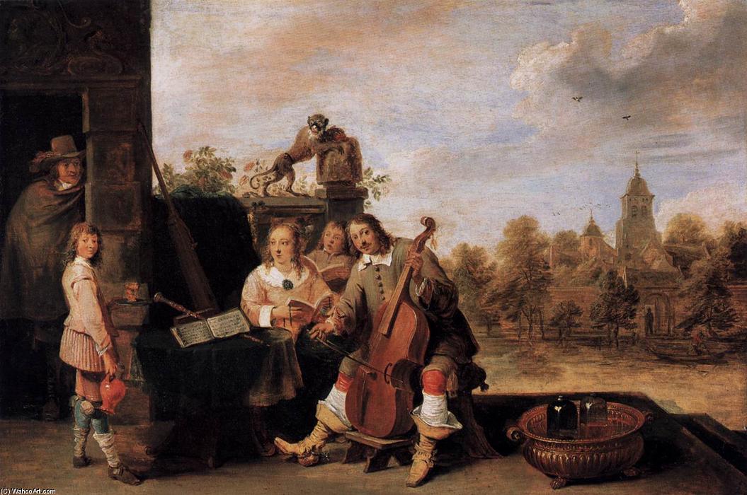 Wikioo.org – La Enciclopedia de las Bellas Artes - Pintura, Obras de arte de David The Younger Teniers - el pintor y sus familia