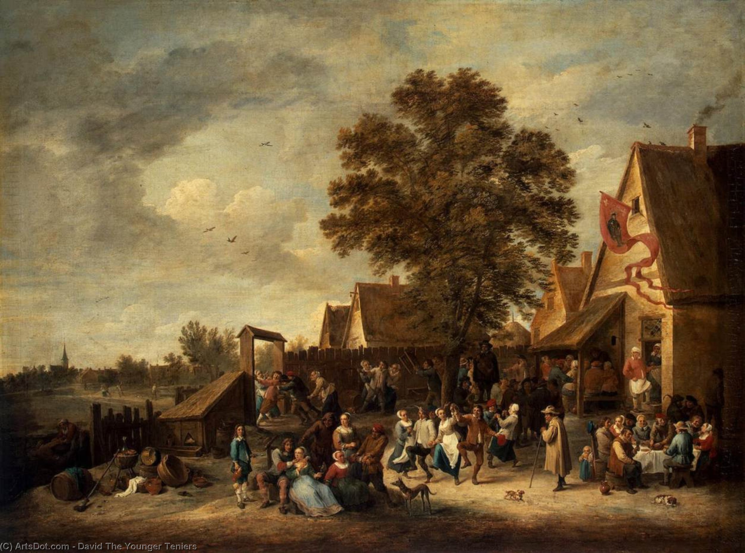 Wikioo.org – L'Enciclopedia delle Belle Arti - Pittura, Opere di David The Younger Teniers - IL PAESINO festa
