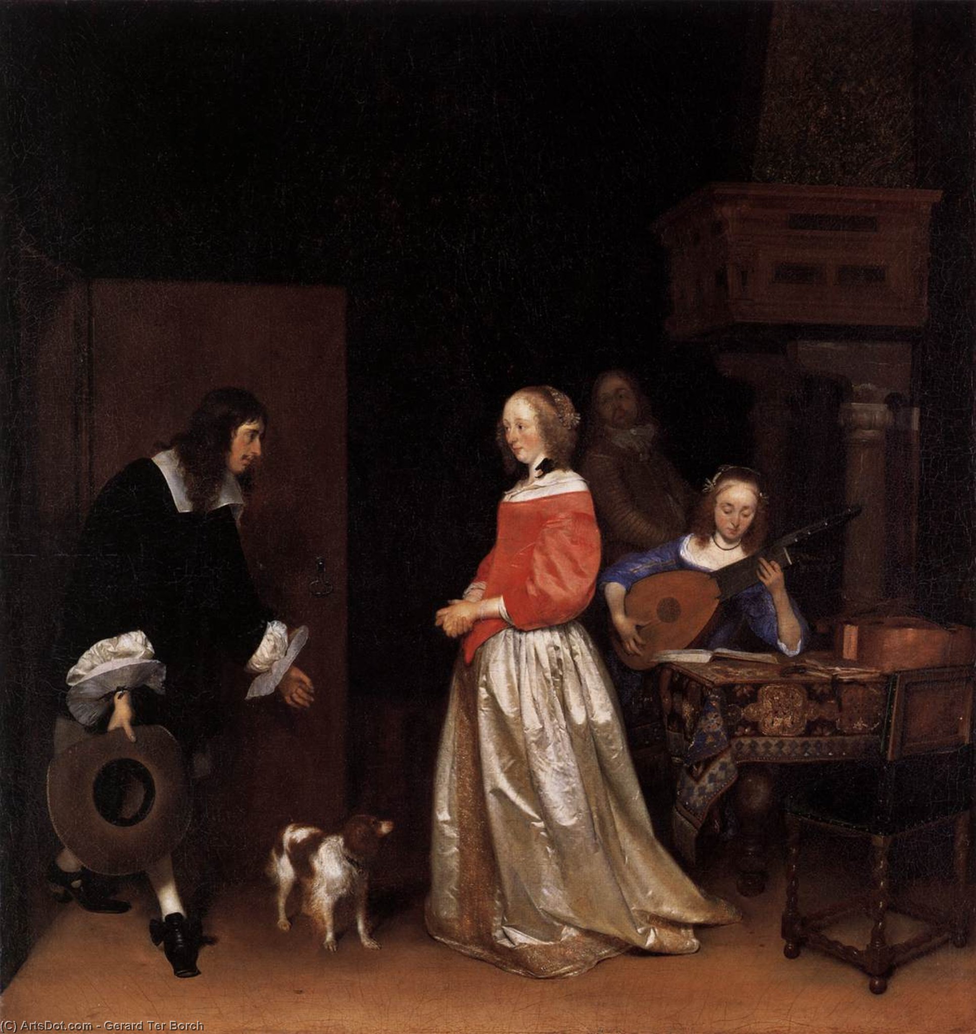 Wikioo.org - The Encyclopedia of Fine Arts - Painting, Artwork by Gerard Ter Borch - The Suitor's Visit