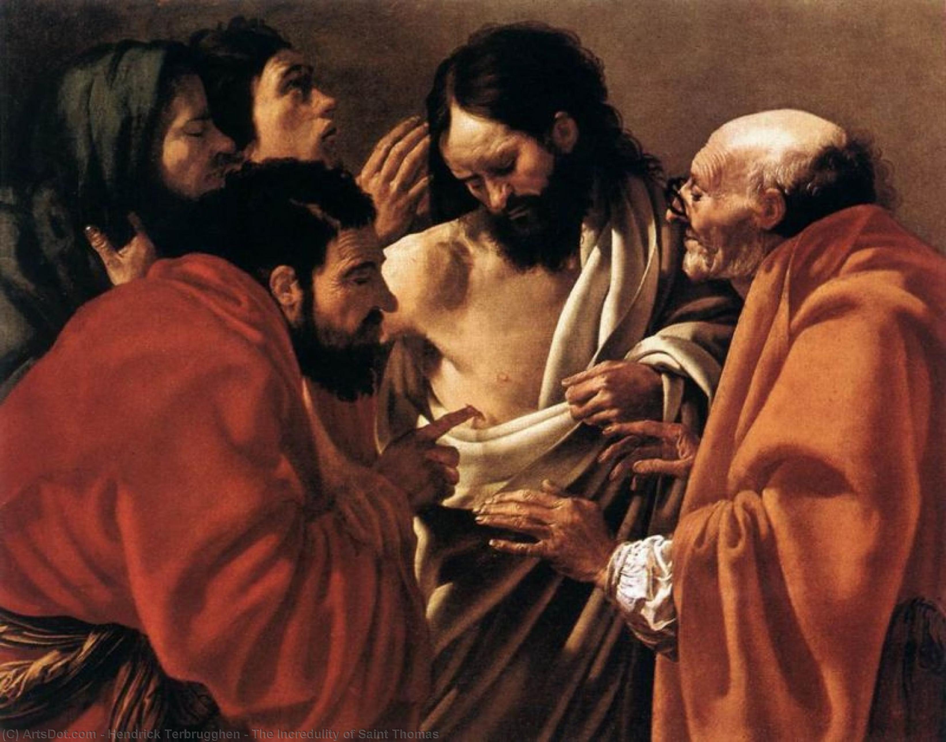 WikiOO.org - Encyclopedia of Fine Arts - Maľba, Artwork Hendrick Terbrugghen - The Incredulity of Saint Thomas