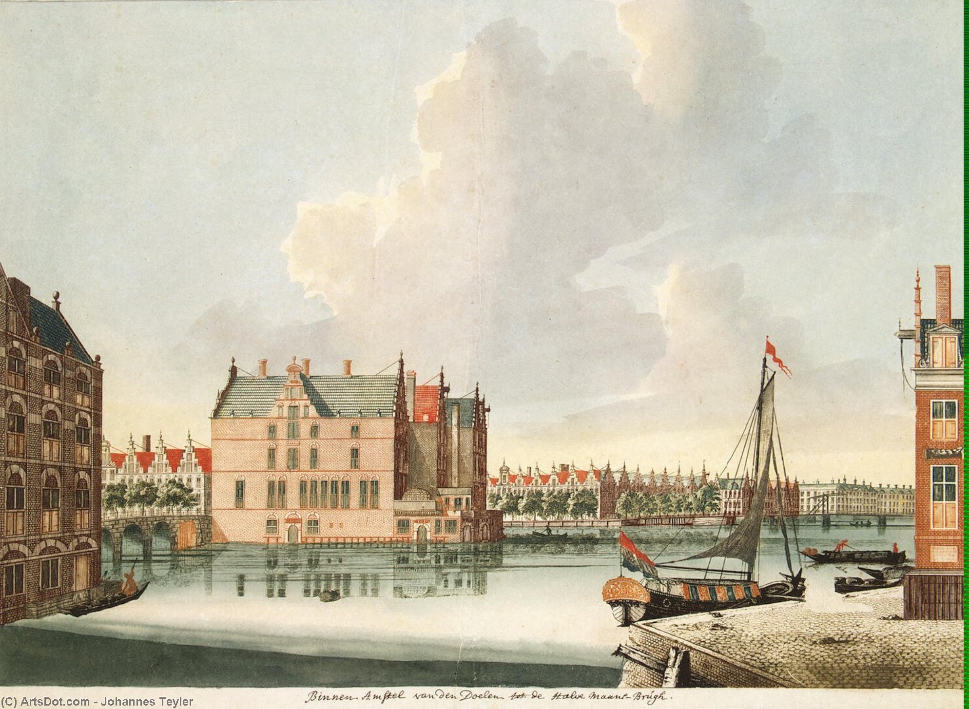 Wikioo.org - The Encyclopedia of Fine Arts - Painting, Artwork by Johannes Teyler - View toward the Amstel River