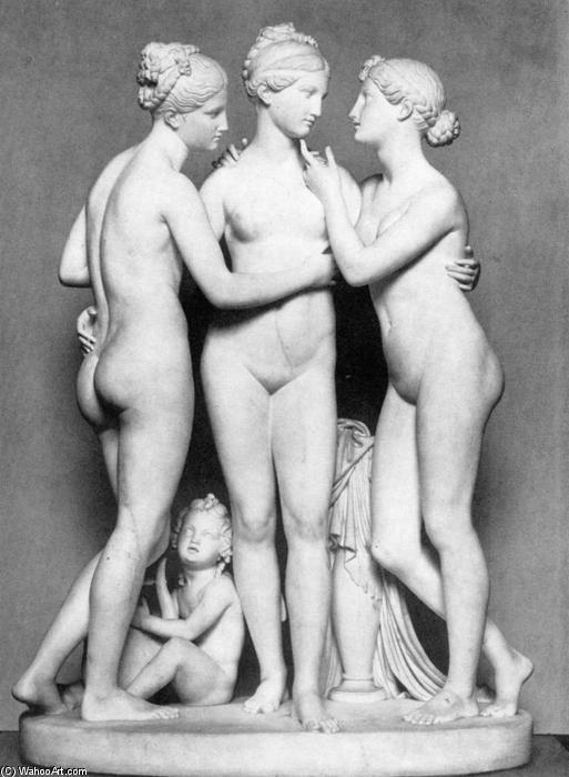 Wikioo.org – La Enciclopedia de las Bellas Artes - Pintura, Obras de arte de Berthel Thorvaldsen - el tres gracias enestado Cupido