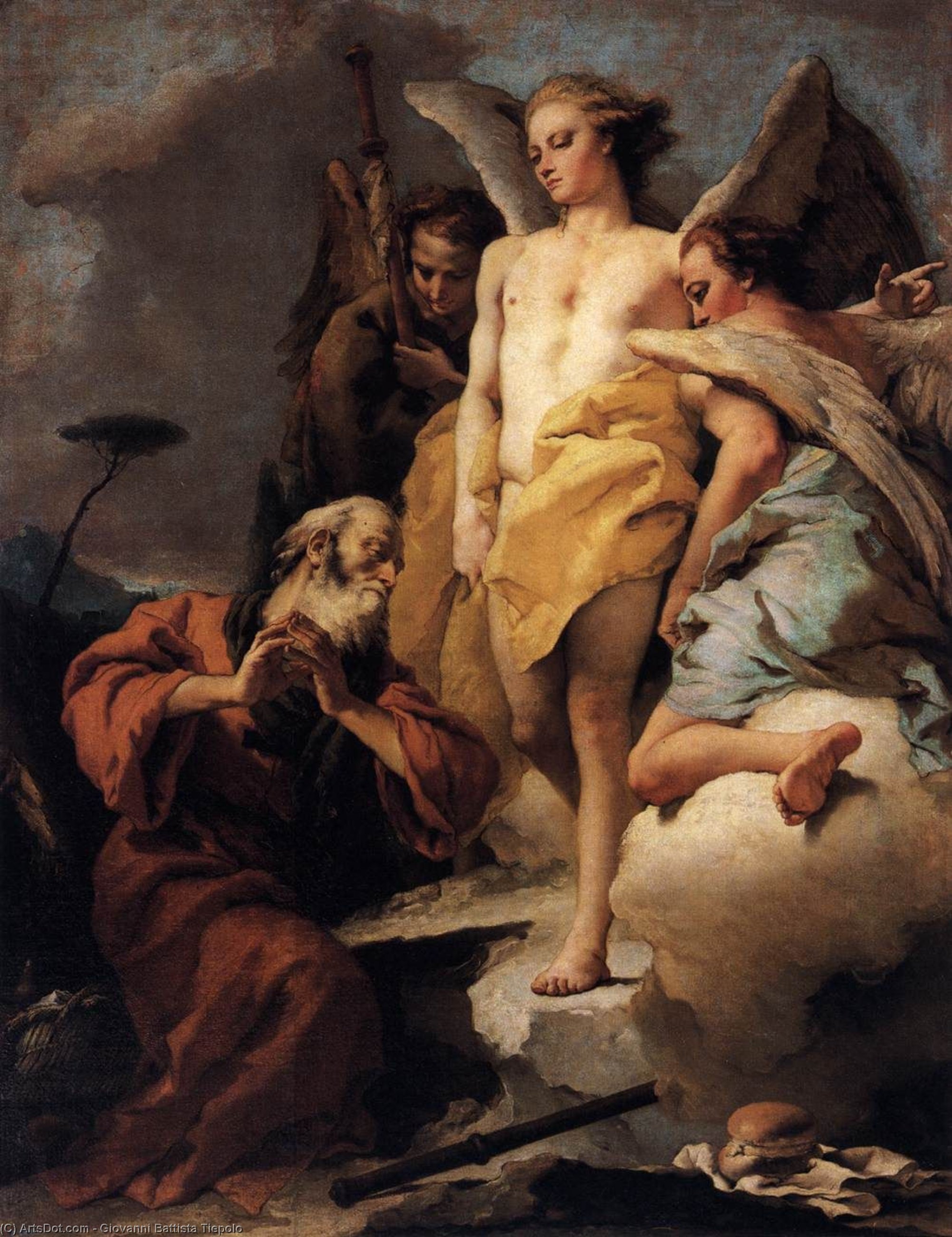 Wikioo.org – L'Enciclopedia delle Belle Arti - Pittura, Opere di Giovanni Battista Tiepolo - Abramo e le  dopodomani  tre  angeli