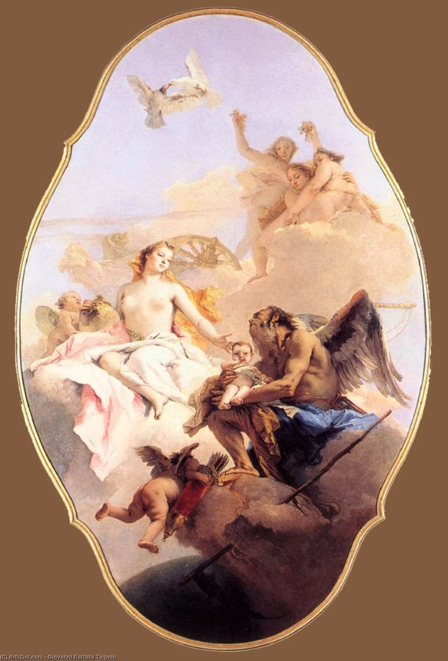 Wikioo.org – La Enciclopedia de las Bellas Artes - Pintura, Obras de arte de Giovanni Battista Tiepolo - Una alegoría enestado  Venus  asícomo  hora