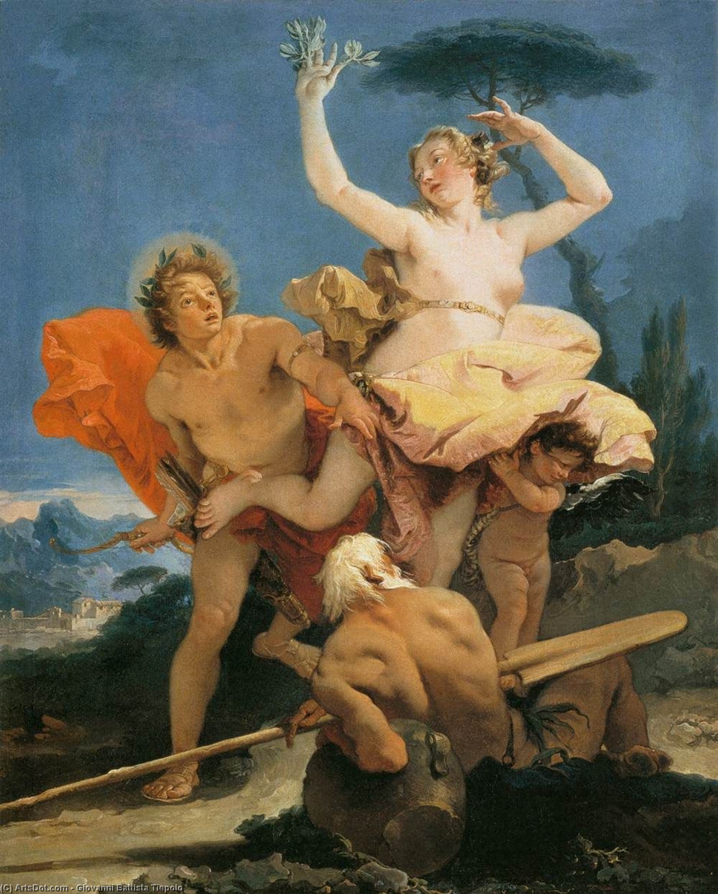 Wikioo.org – La Enciclopedia de las Bellas Artes - Pintura, Obras de arte de Giovanni Battista Tiepolo - Apolo y Dafne