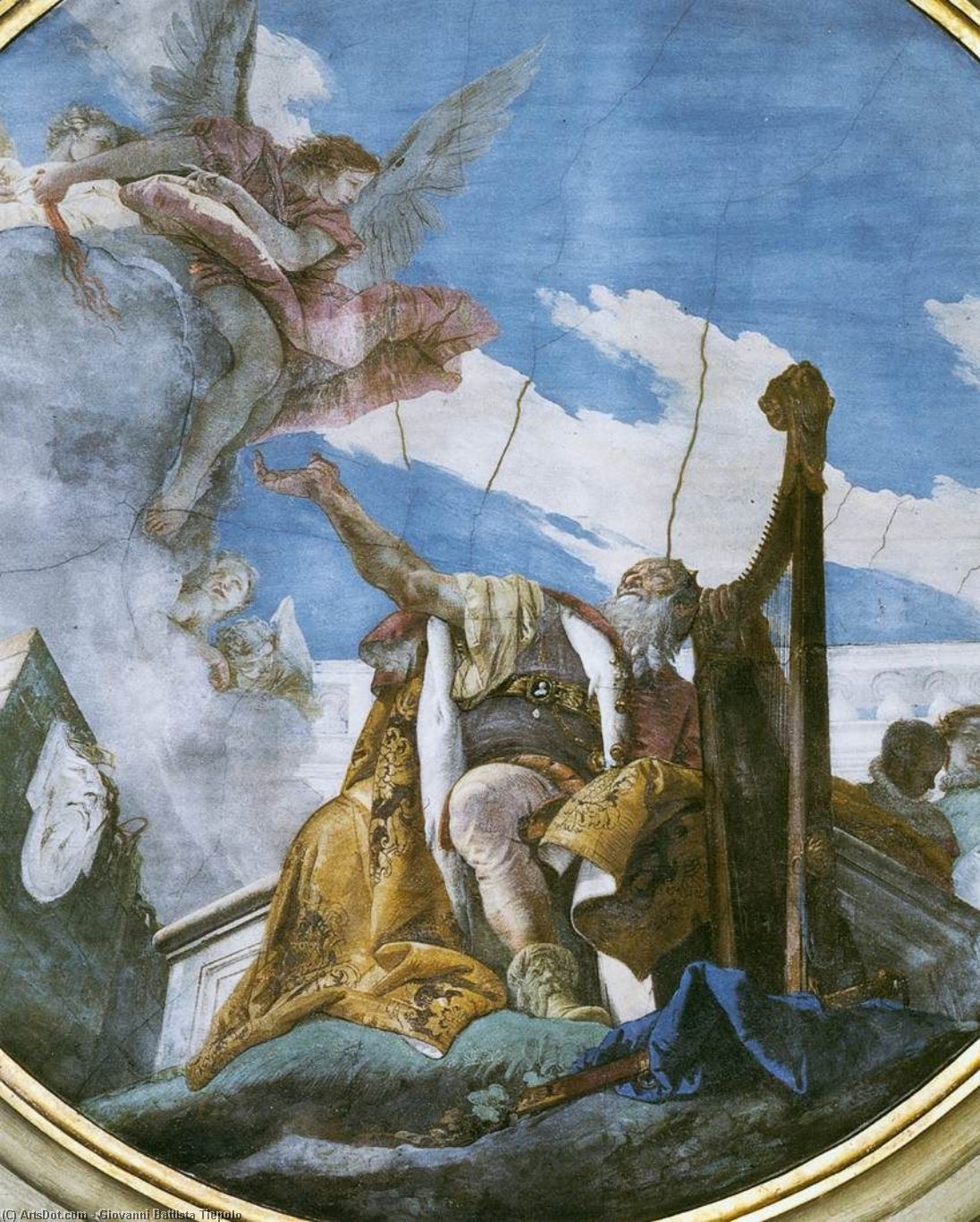 Wikioo.org – La Enciclopedia de las Bellas Artes - Pintura, Obras de arte de Giovanni Battista Tiepolo - rey David de juego  el  Arpa