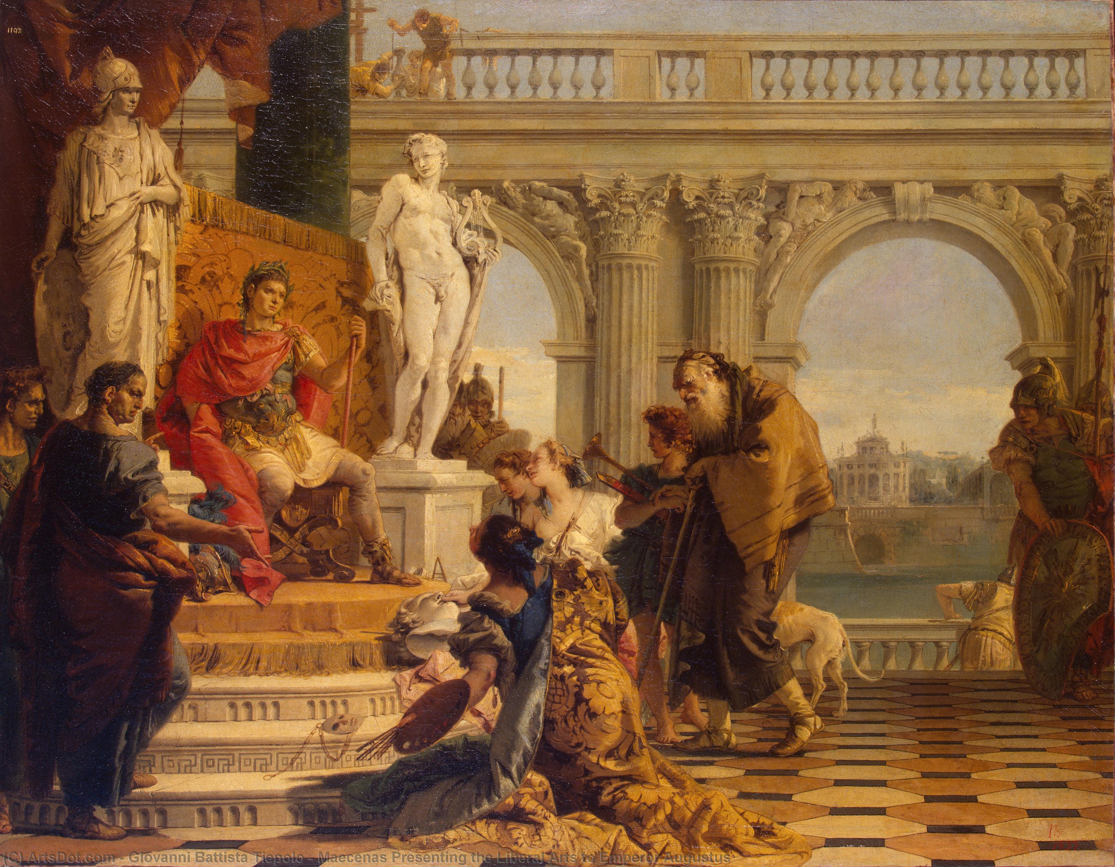Wikoo.org - موسوعة الفنون الجميلة - اللوحة، العمل الفني Giovanni Battista Tiepolo - Maecenas Presenting the Liberal Arts to Emperor Augustus