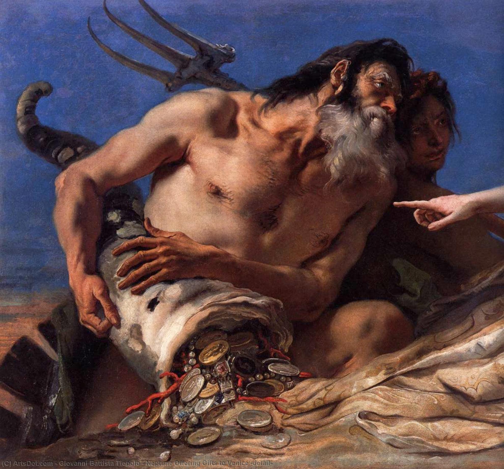 Wikioo.org – L'Encyclopédie des Beaux Arts - Peinture, Oeuvre de Giovanni Battista Tiepolo - neptune offrant des cadeaux à venise ( détail )