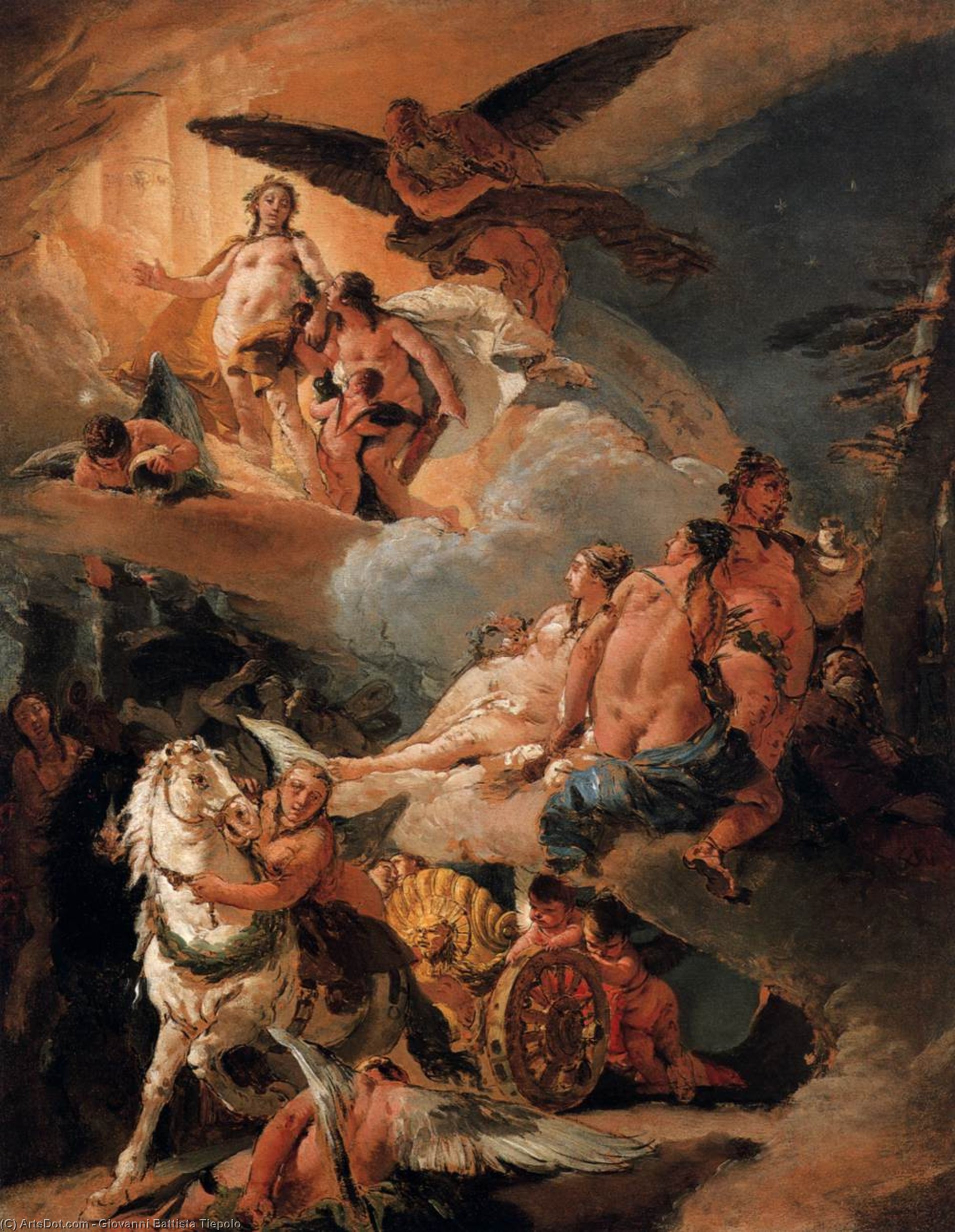 Wikioo.org – La Enciclopedia de las Bellas Artes - Pintura, Obras de arte de Giovanni Battista Tiepolo - Phaethon asícomo Apolo