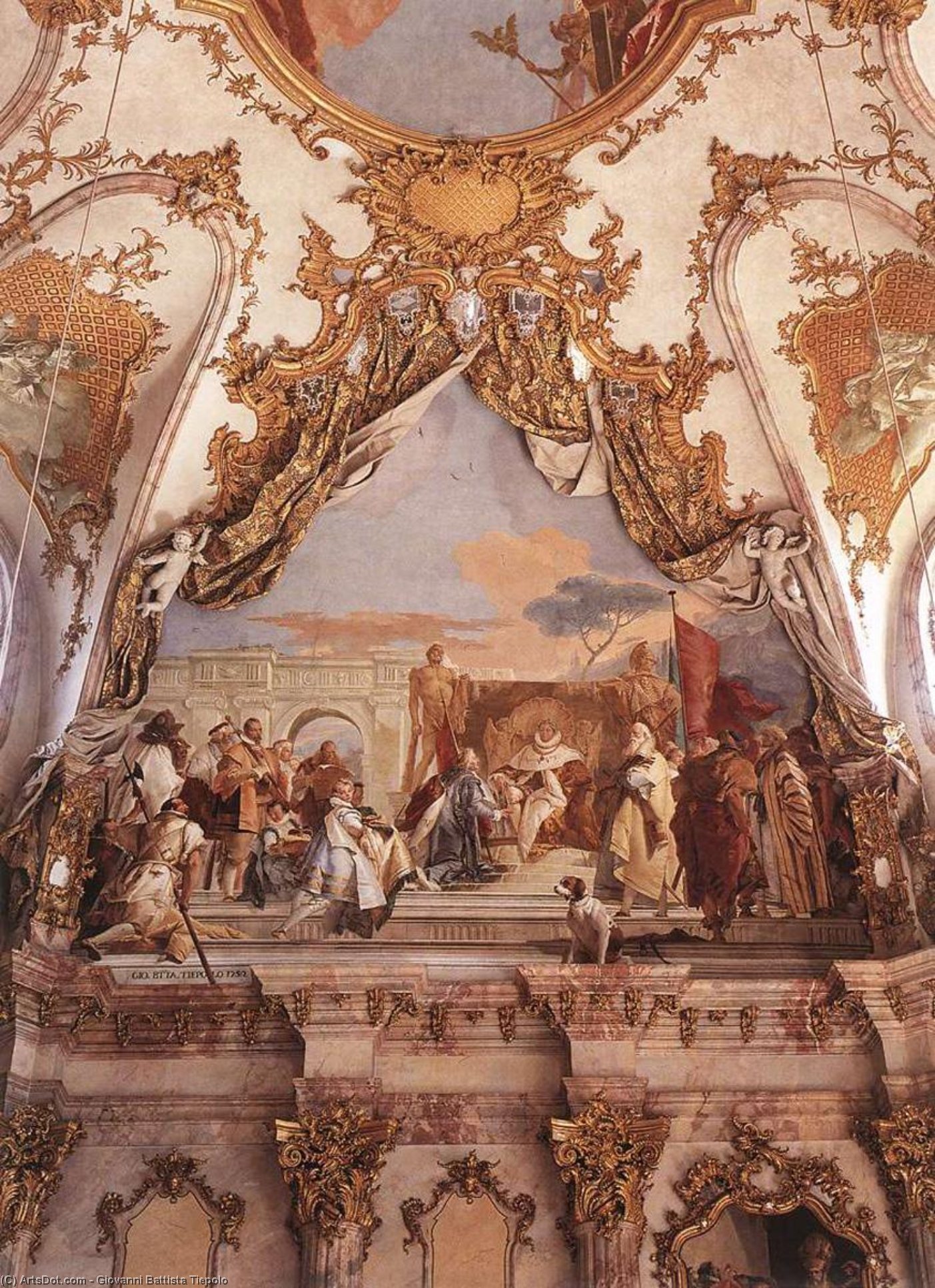 Wikioo.org – La Enciclopedia de las Bellas Artes - Pintura, Obras de arte de Giovanni Battista Tiepolo - la investidura de herold como duque de franconia