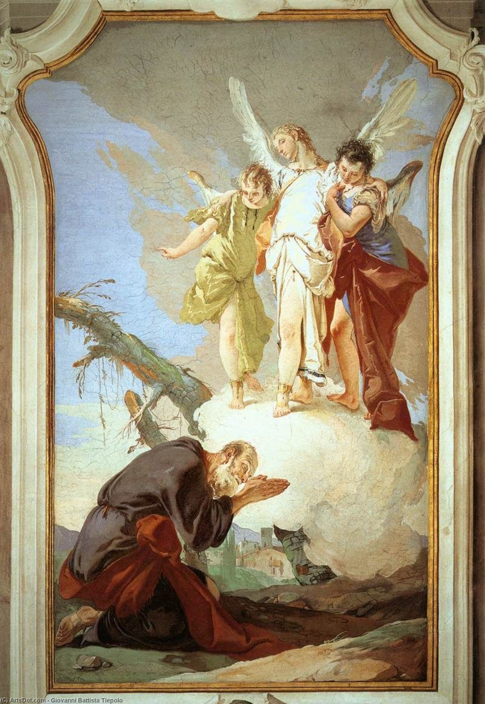 Wikioo.org - The Encyclopedia of Fine Arts - Painting, Artwork by Giovanni Battista Tiepolo - The Three Angels Appearing to Abraham