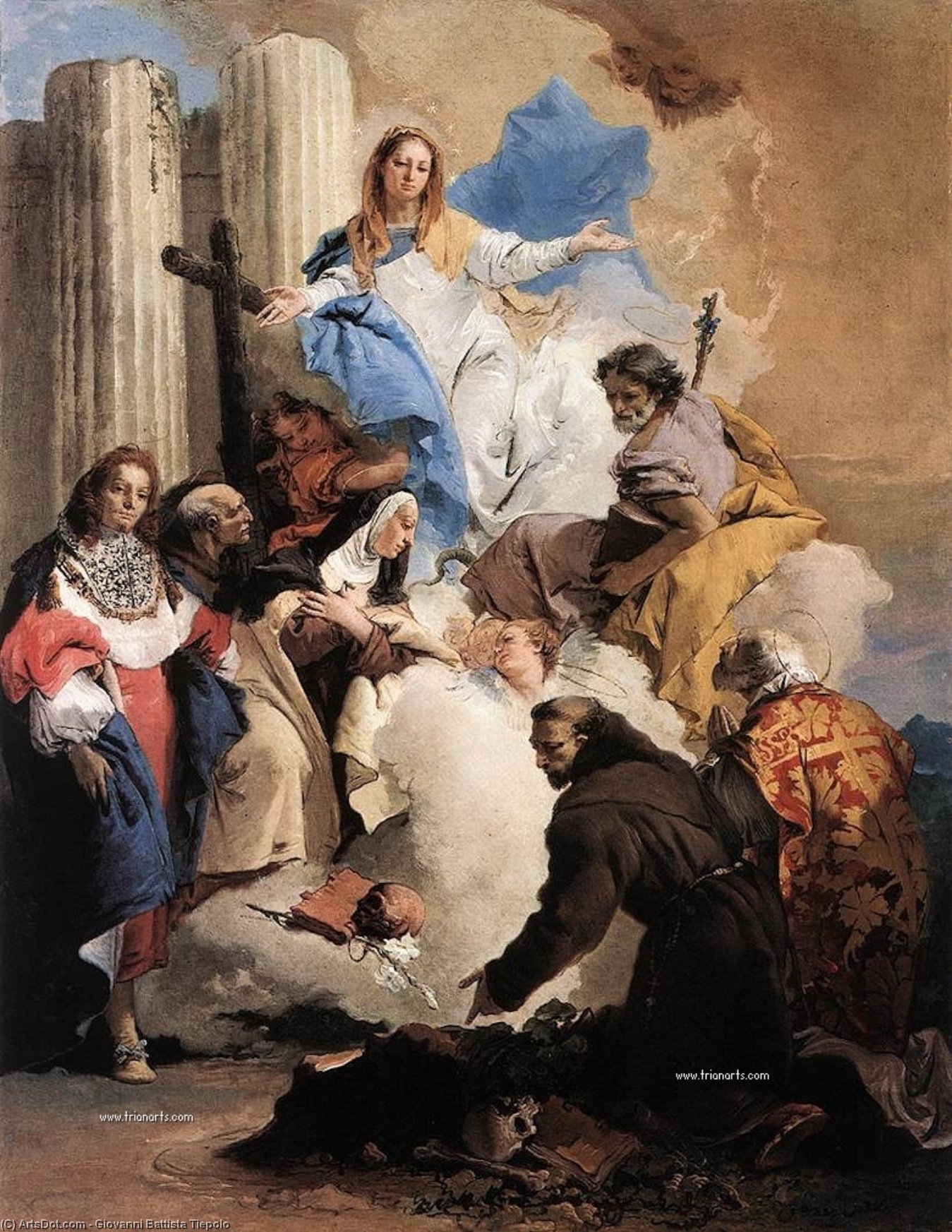 Wikioo.org - The Encyclopedia of Fine Arts - Painting, Artwork by Giovanni Battista Tiepolo - The Virgin with Six Saints