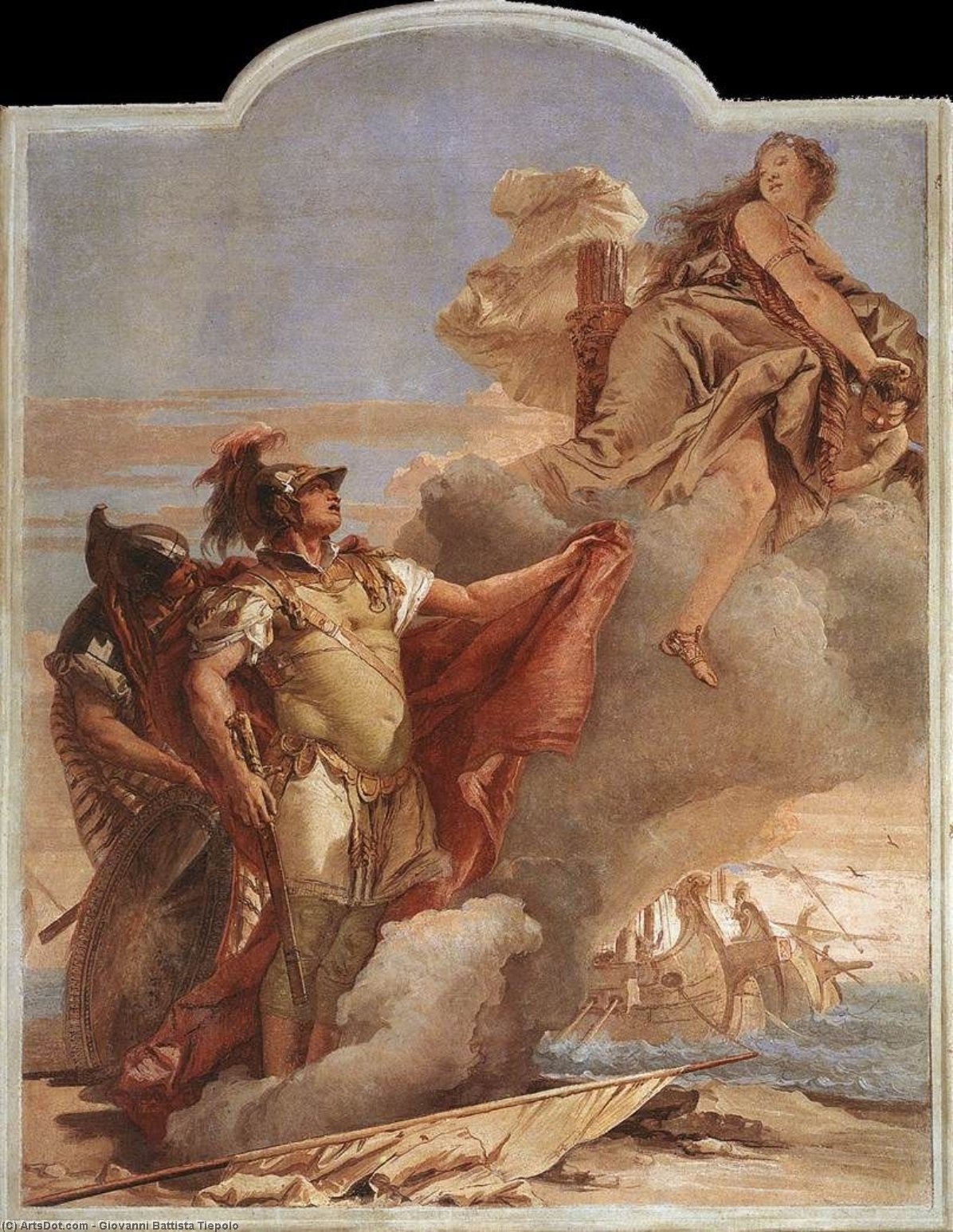 Wikioo.org - The Encyclopedia of Fine Arts - Painting, Artwork by Giovanni Battista Tiepolo - Venus Appearing to Aeneas on the Shores of Carthage