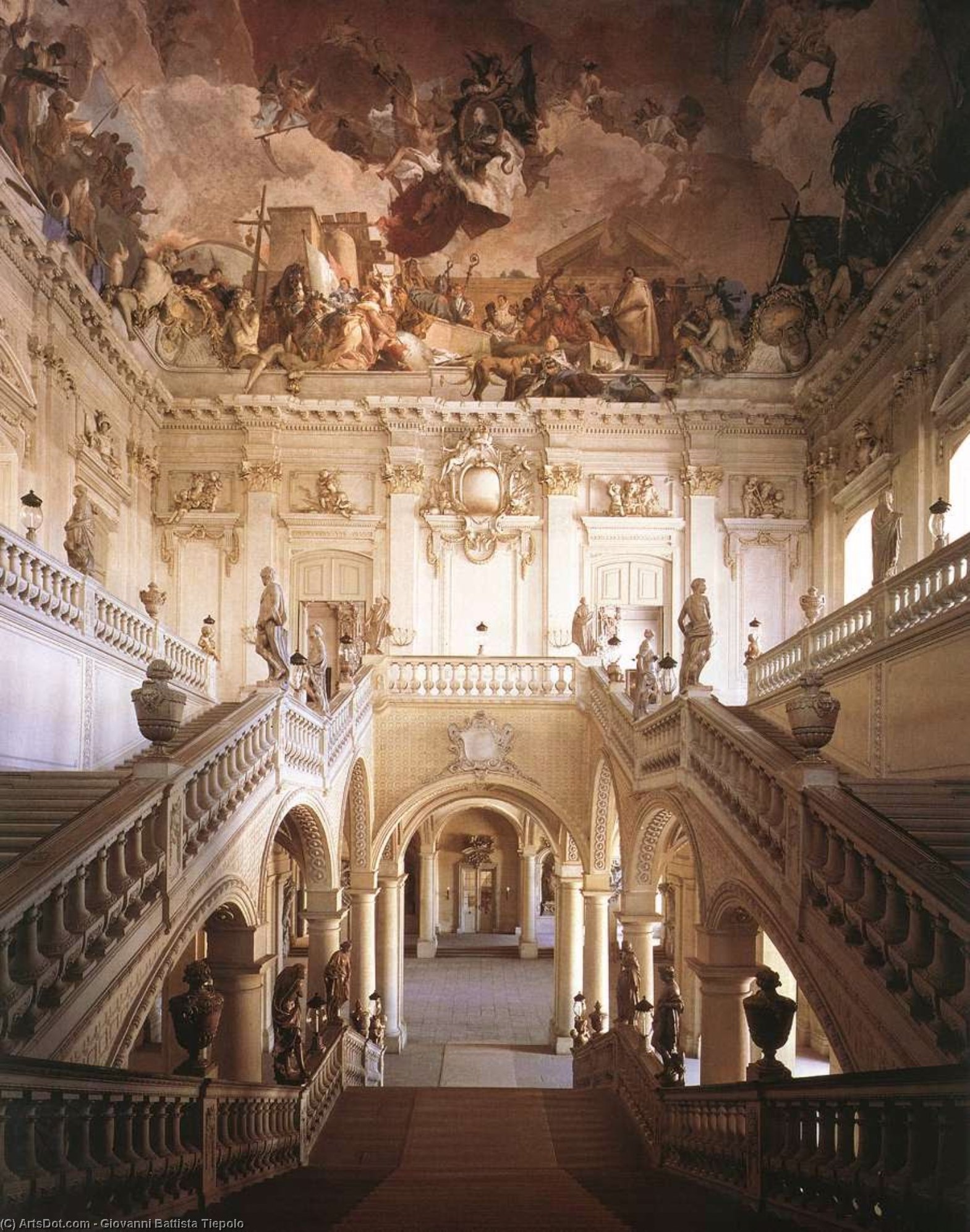 Wikoo.org - موسوعة الفنون الجميلة - اللوحة، العمل الفني Giovanni Battista Tiepolo - View of the stairwell