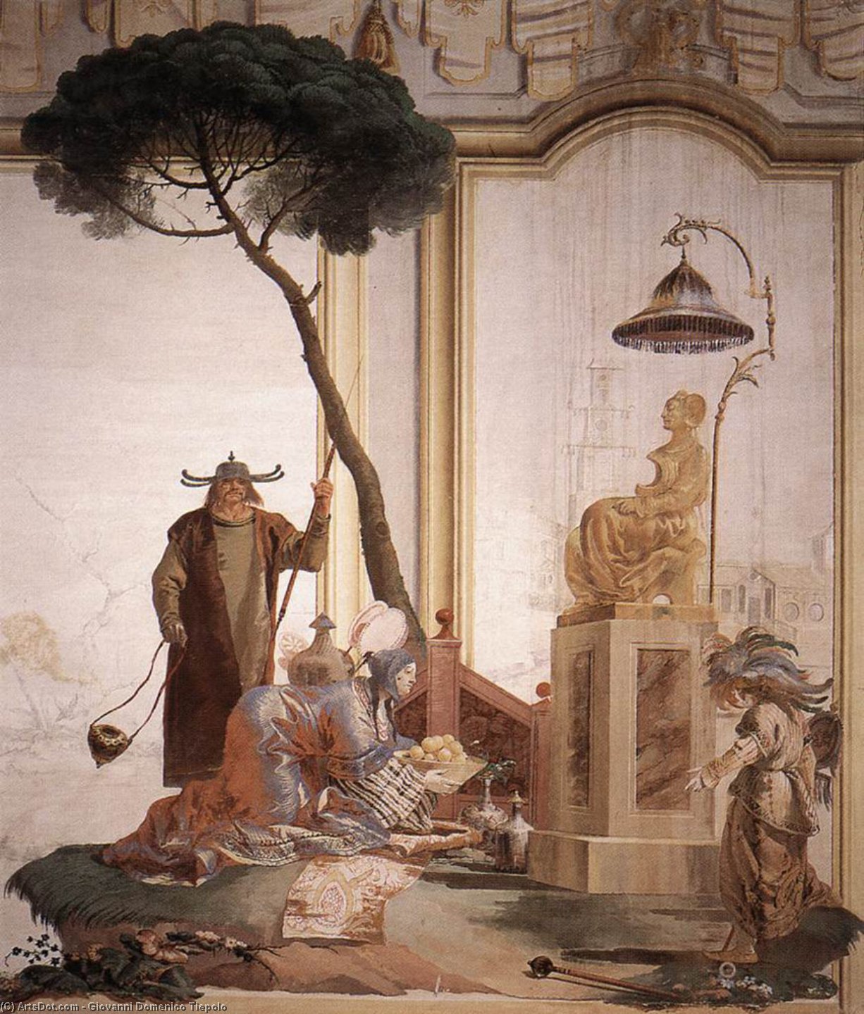 Wikioo.org - The Encyclopedia of Fine Arts - Painting, Artwork by Giovanni Domenico Tiepolo - Offering of Fruits to Moon Goddess