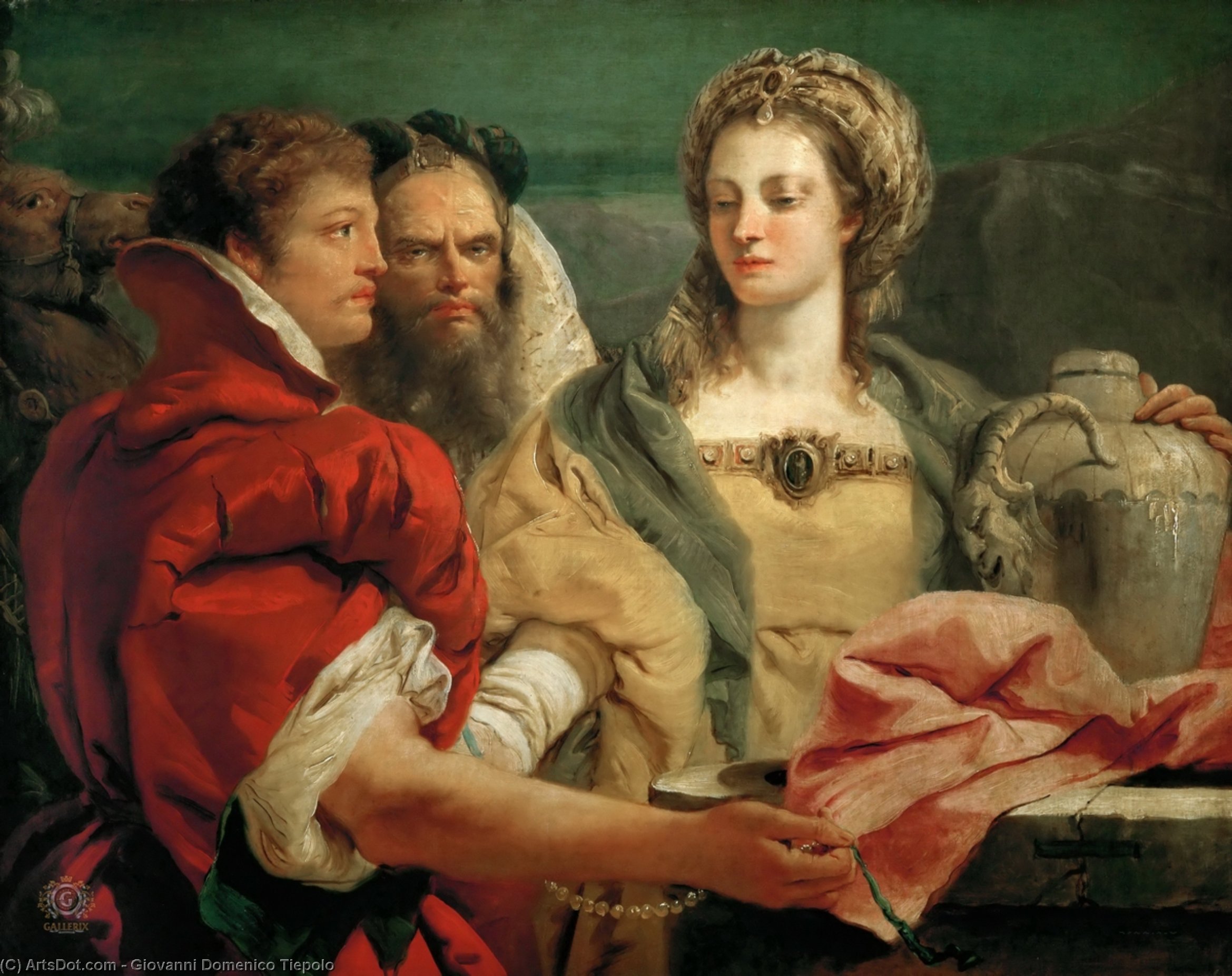 Wikioo.org – La Enciclopedia de las Bellas Artes - Pintura, Obras de arte de Giovanni Domenico Tiepolo - Rebecca en bien