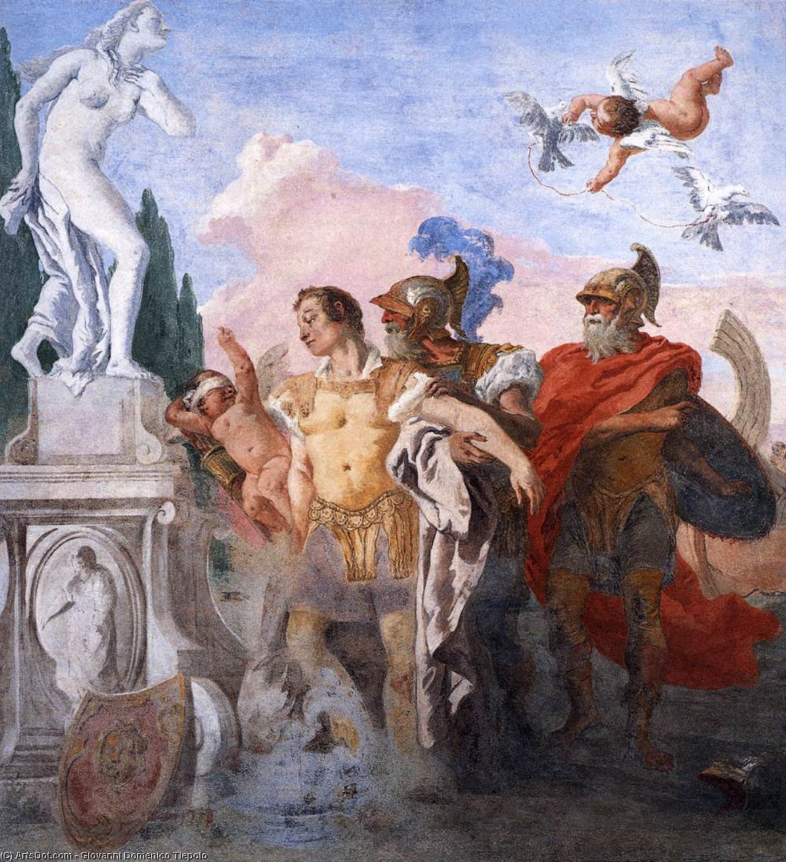 WikiOO.org – 美術百科全書 - 繪畫，作品 Giovanni Domenico Tiepolo - 里纳尔多 离开  的  花园  的  阿尔米达