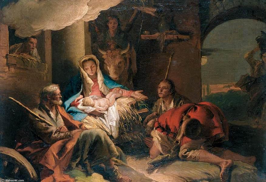 Wikioo.org - The Encyclopedia of Fine Arts - Painting, Artwork by Giovanni Domenico Tiepolo - The Adoration of the Shepherds