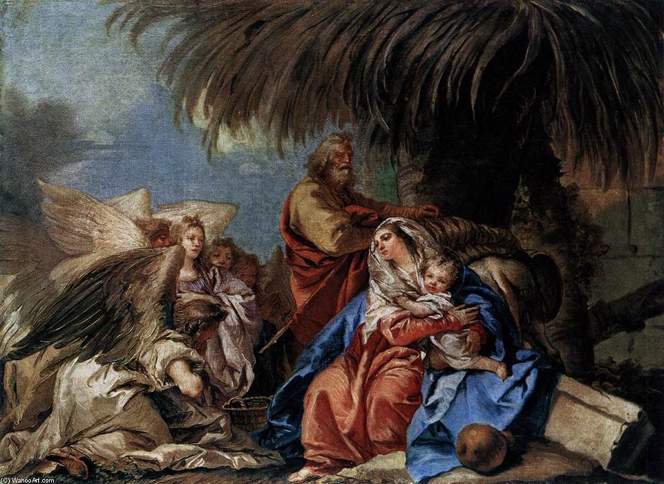 WikiOO.org – 美術百科全書 - 繪畫，作品 Giovanni Domenico Tiepolo - 其余的部分 上  的 航班 至 埃及