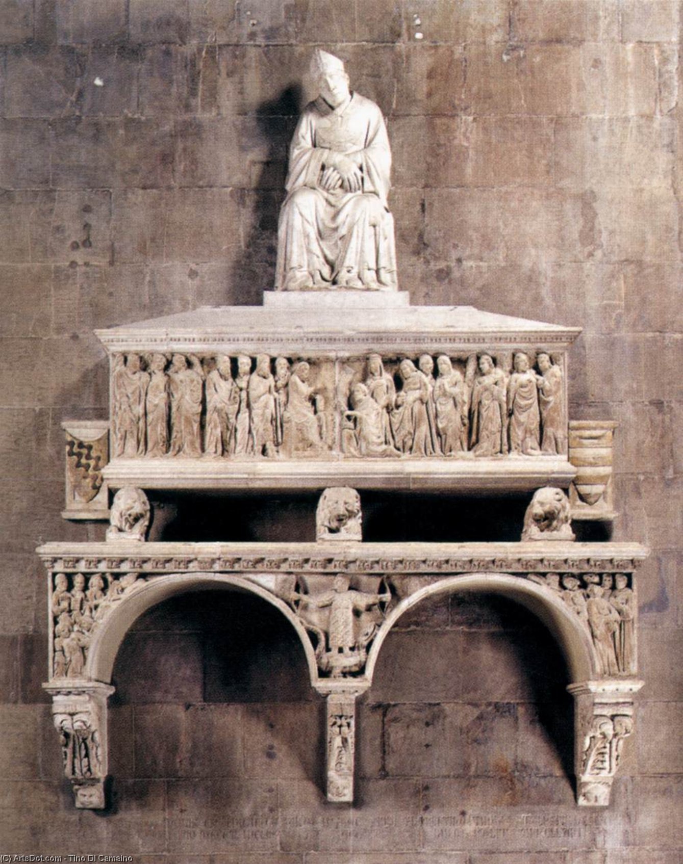 Wikioo.org - The Encyclopedia of Fine Arts - Painting, Artwork by Tino Di Camaino - Monument of Bishop Antonio degli Orsi