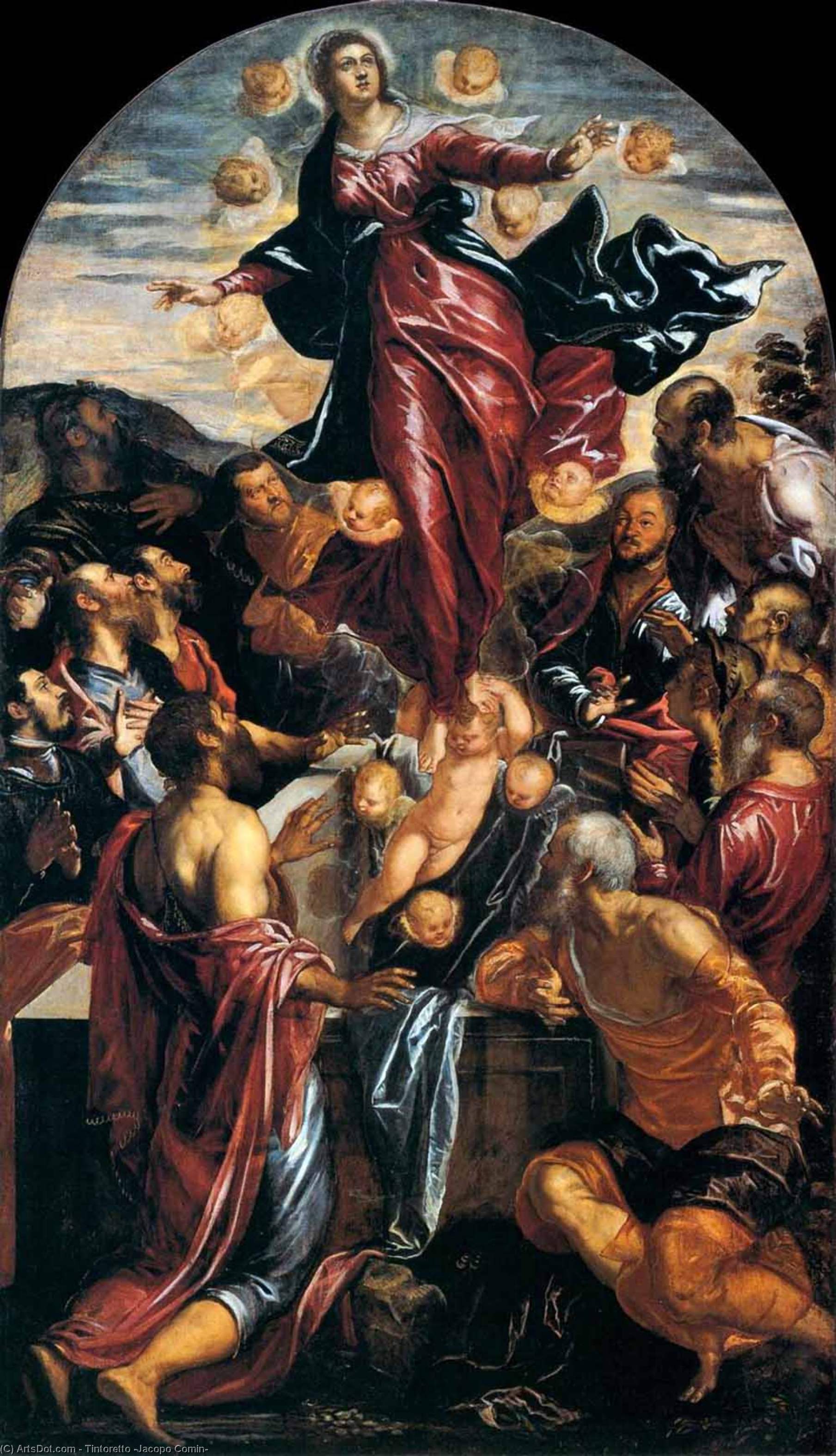 Wikioo.org – La Enciclopedia de las Bellas Artes - Pintura, Obras de arte de Tintoretto (Jacopo Comin) - Asunción de la Virgen