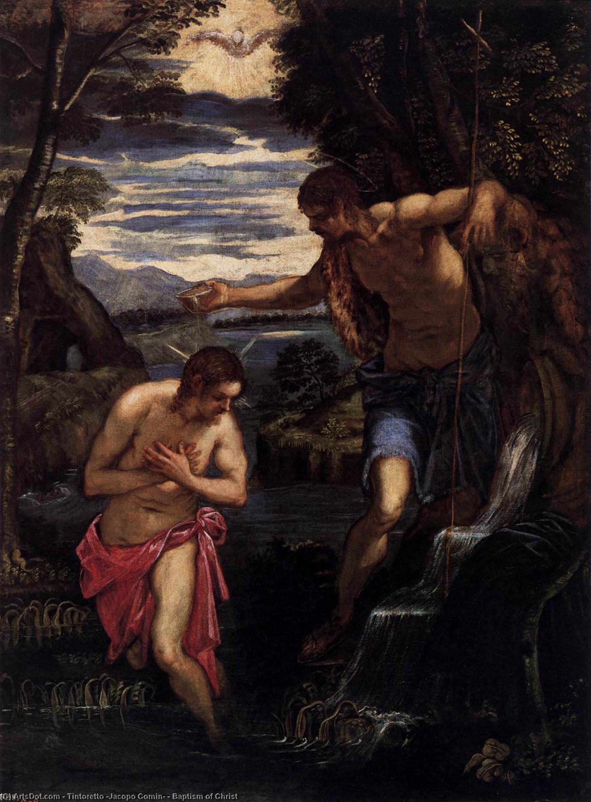 Wikioo.org - สารานุกรมวิจิตรศิลป์ - จิตรกรรม Tintoretto (Jacopo Comin) - Baptism of Christ